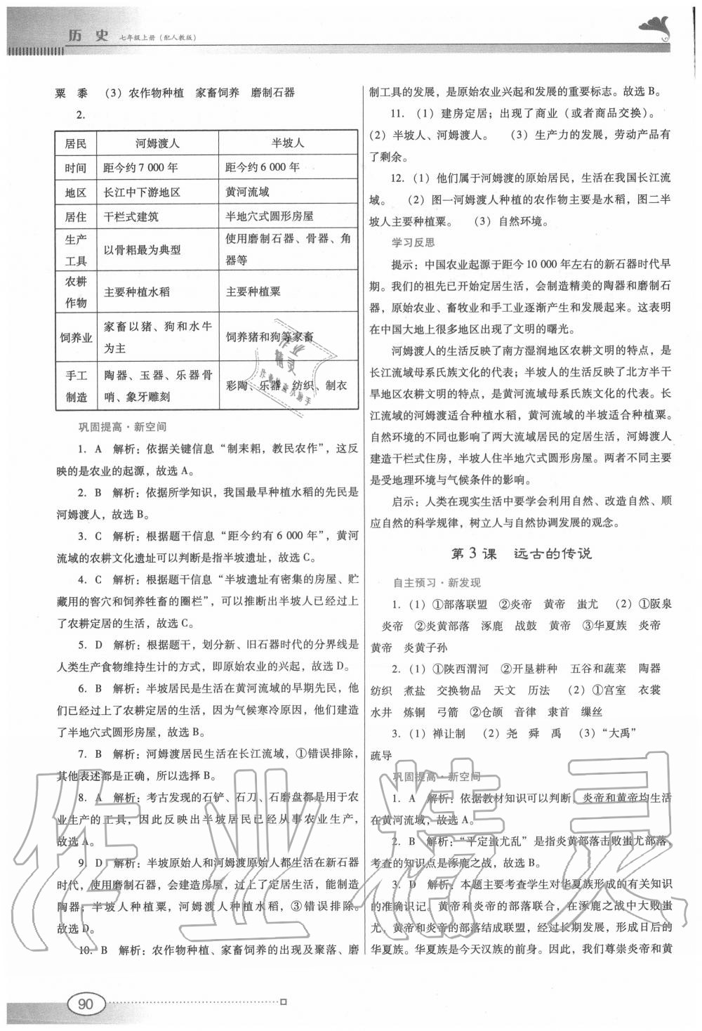 2020年南方新課堂金牌學(xué)案七年級(jí)歷史上冊(cè)人教版 參考答案第2頁