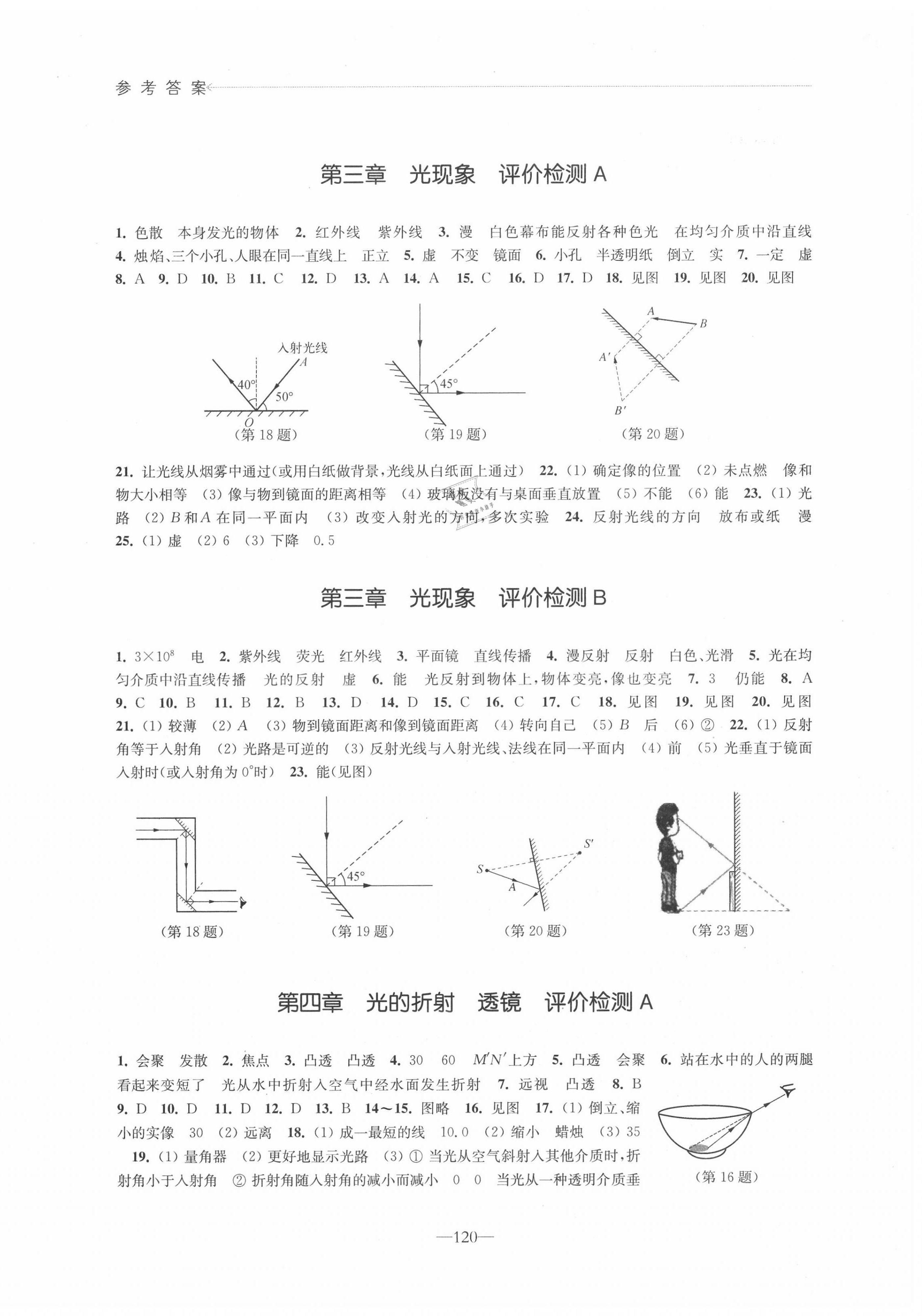 第四章 光的折射 透镜 评价检测A - 参考答案第7页