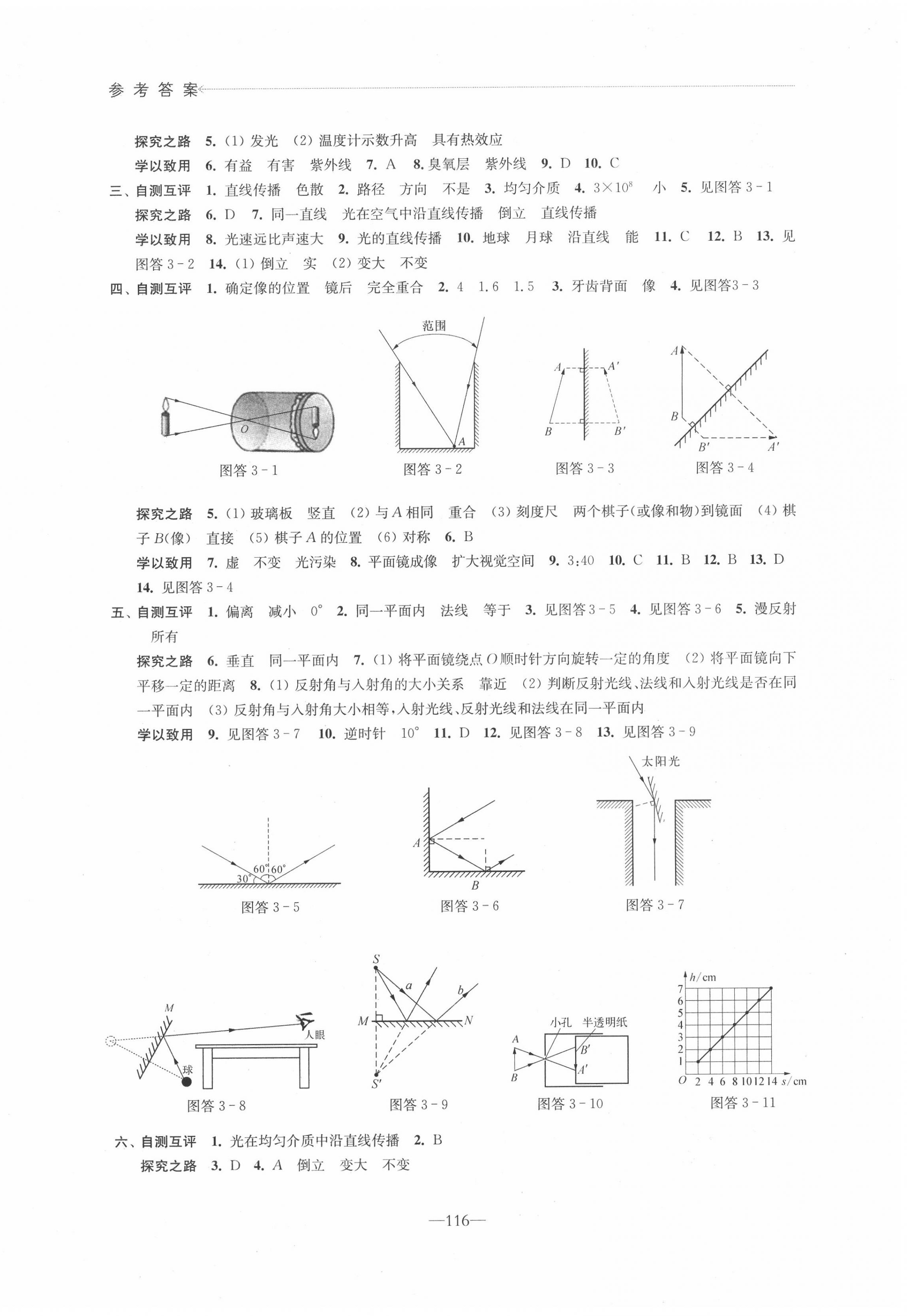 2020年学习与评价八年级物理上册苏科版江苏教育出版社 参考答案第3页