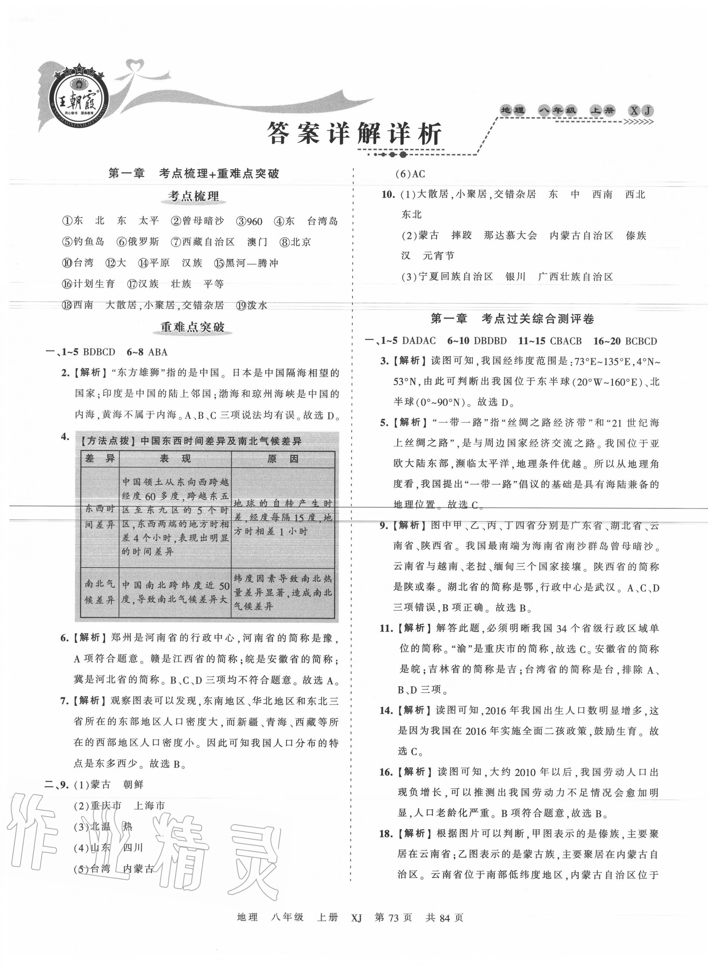 2020年王朝霞考點(diǎn)梳理時(shí)習(xí)卷八年級(jí)地理上冊(cè)湘教版 第1頁