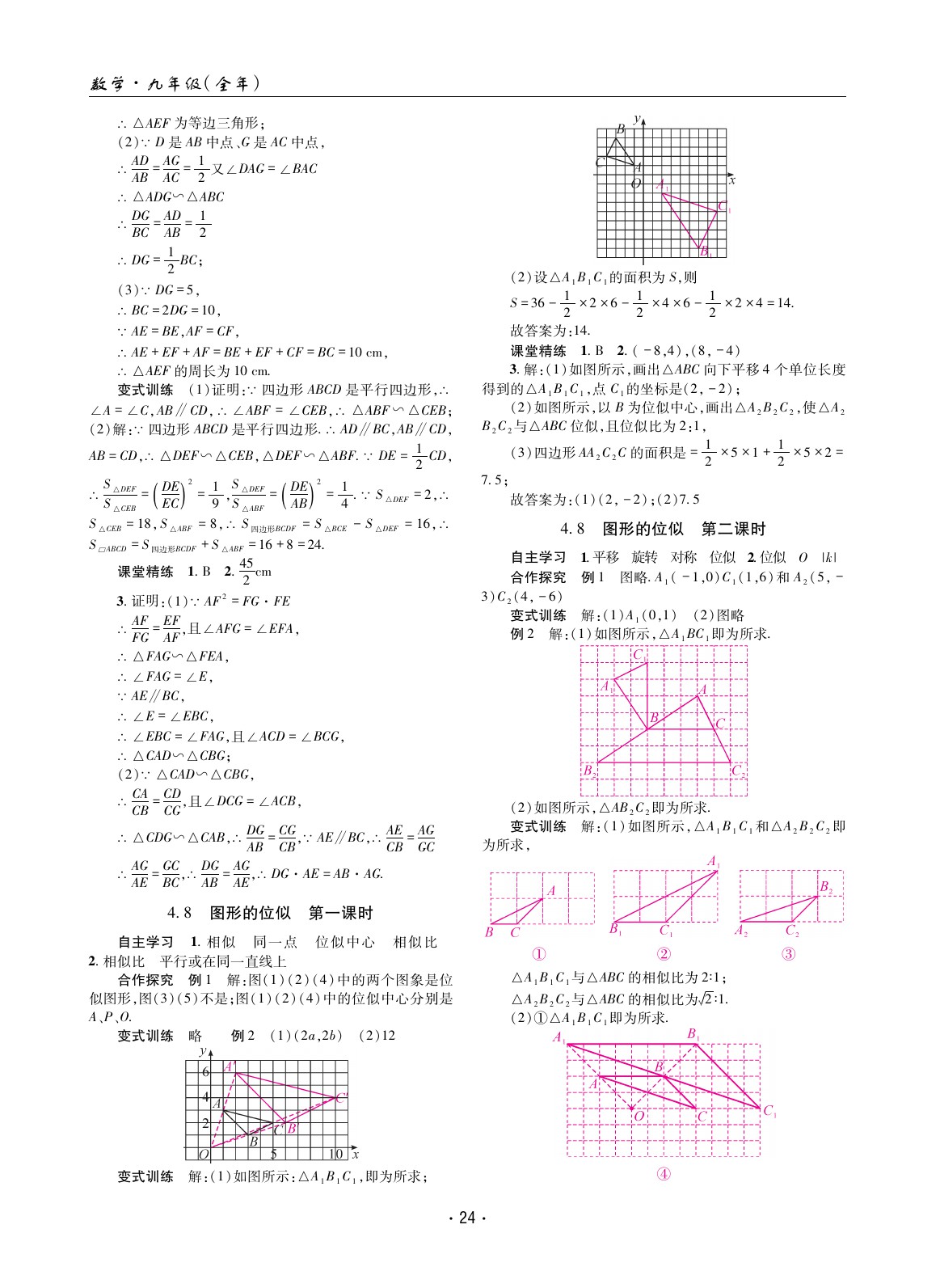 2020年理科愛(ài)好者九年級(jí)數(shù)學(xué)北師大版 參考答案第23頁(yè)