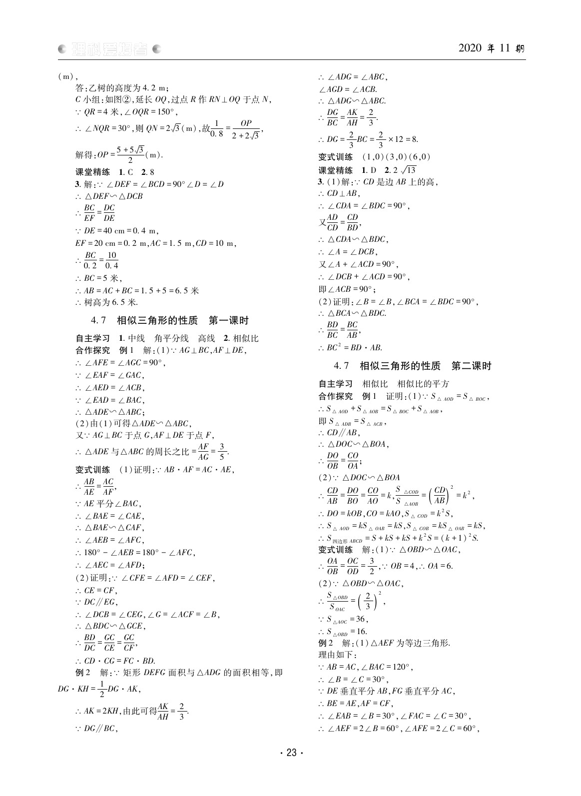 2020年理科愛好者九年級數(shù)學北師大版 參考答案第22頁