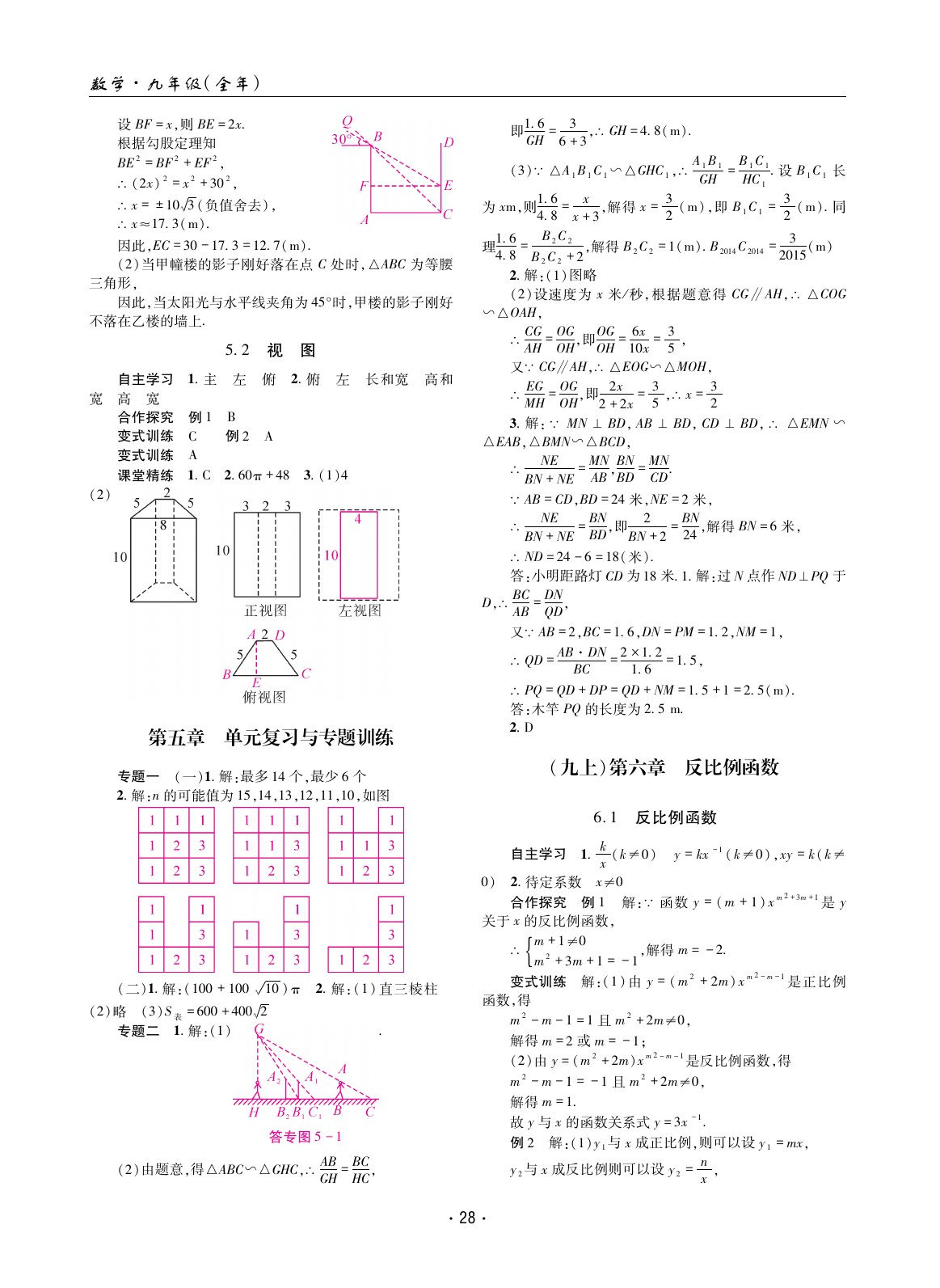 2020年理科愛好者九年級數(shù)學(xué)北師大版 參考答案第27頁