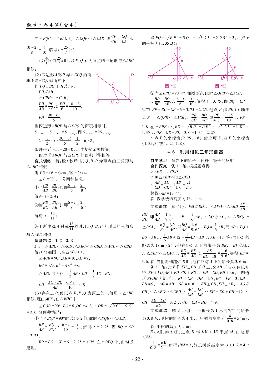 2020年理科愛(ài)好者九年級(jí)數(shù)學(xué)北師大版 參考答案第21頁(yè)