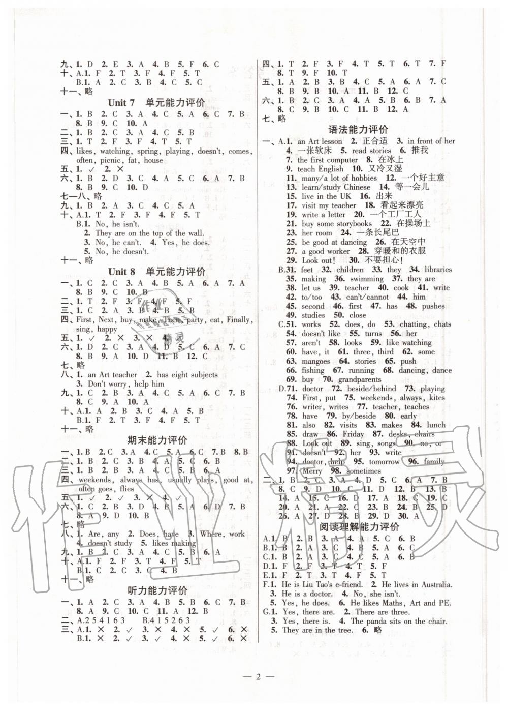 2020年小學(xué)英語(yǔ)配套單元評(píng)價(jià)五年級(jí)上冊(cè)譯林版 第2頁(yè)