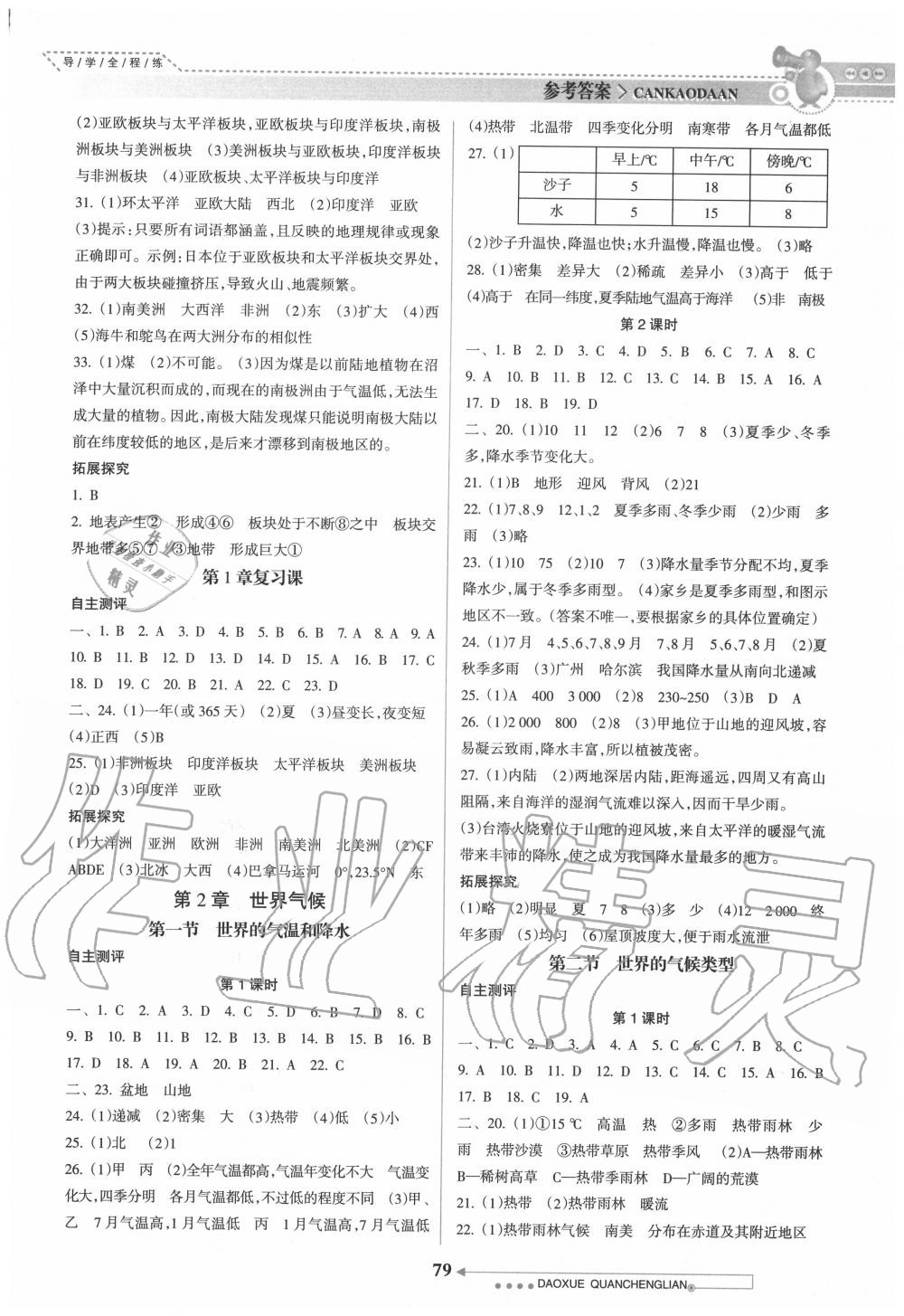 2020年導(dǎo)學(xué)全程練創(chuàng)優(yōu)訓(xùn)練八年級地理上冊中圖版 參考答案第2頁