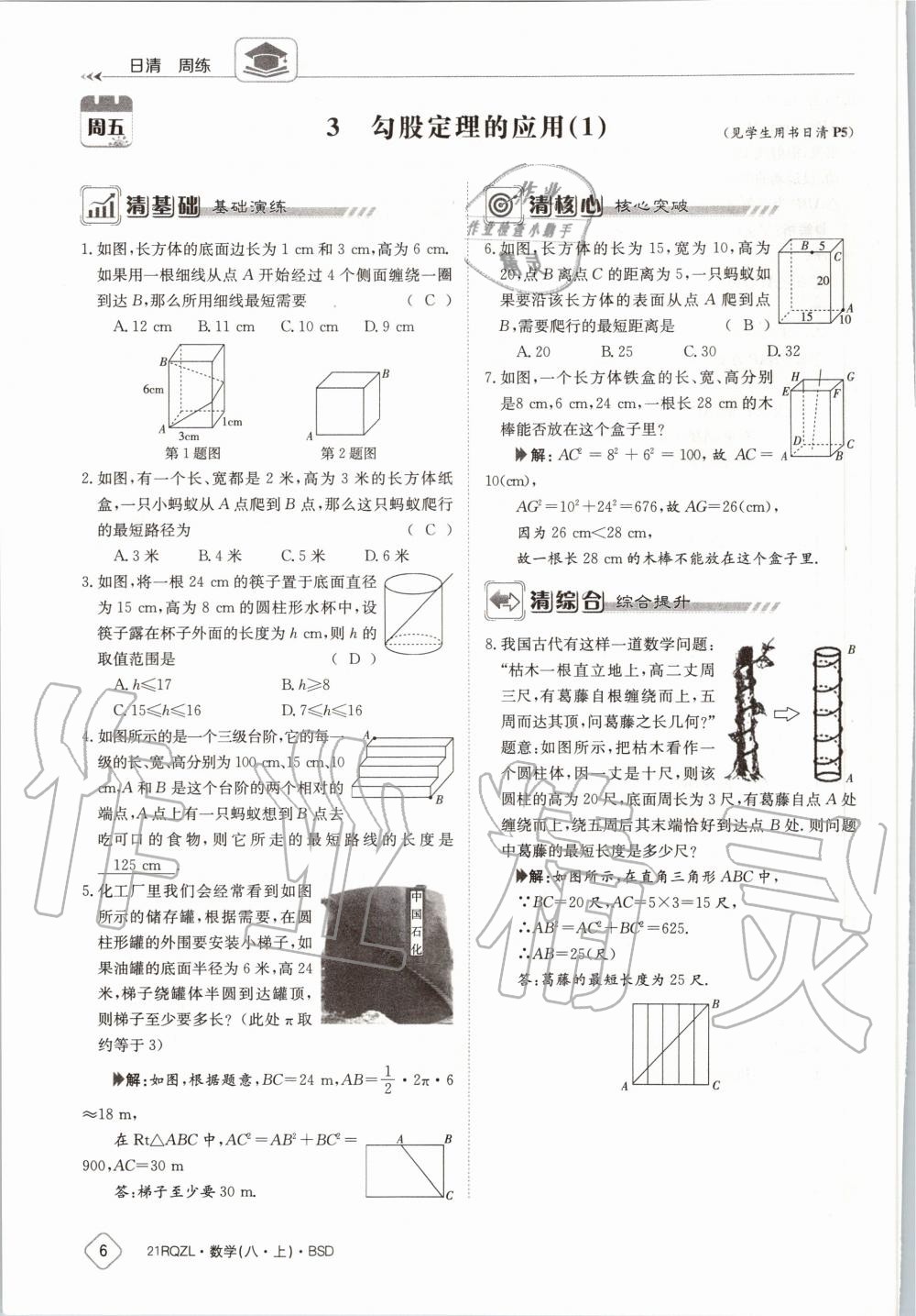 2020年日清周練八年級數(shù)學上冊北師大版 第12頁