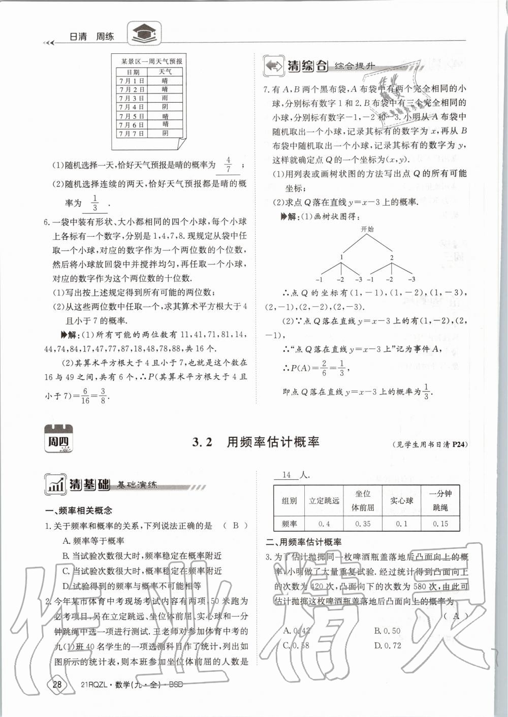 2020年日清周練九年級(jí)數(shù)學(xué)全一冊(cè)北師大版 第34頁(yè)