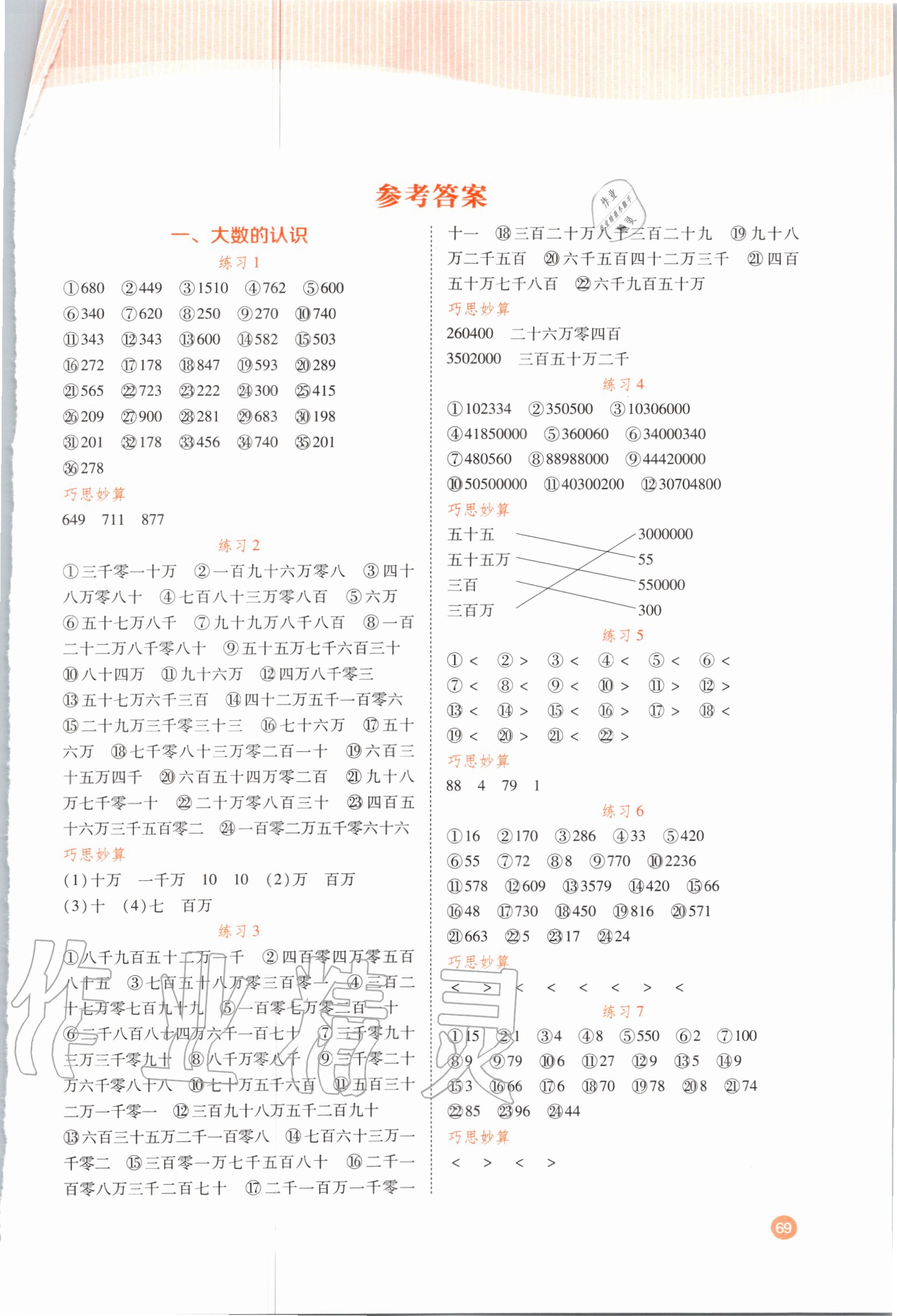 2020年小學(xué)生口算題卡加應(yīng)用題專項四年級上冊人教版陽光出版社 第1頁