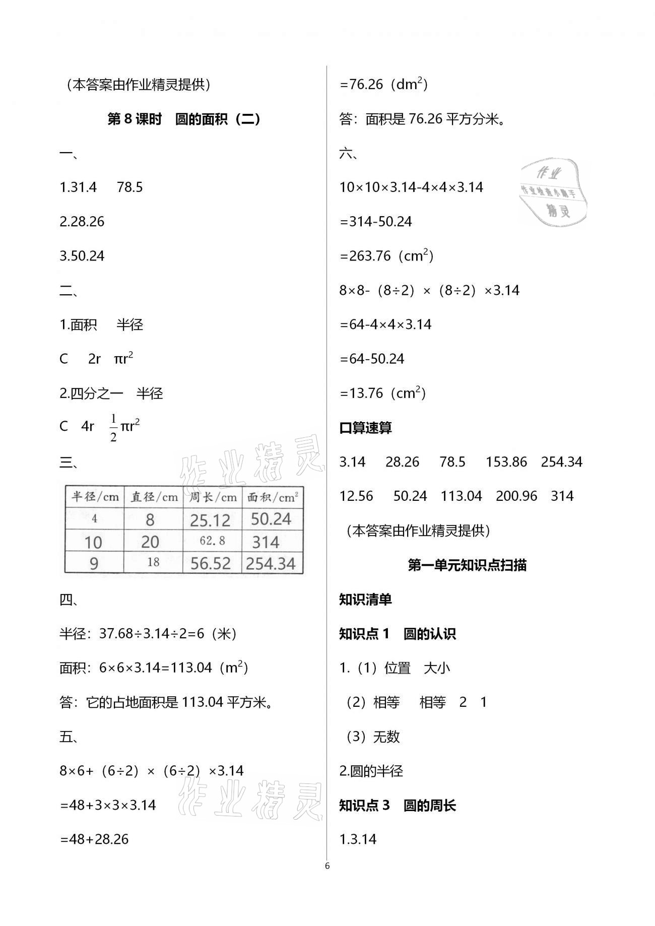 2020年智慧树同步讲练测六年级数学上册北师大版 参考答案第6页