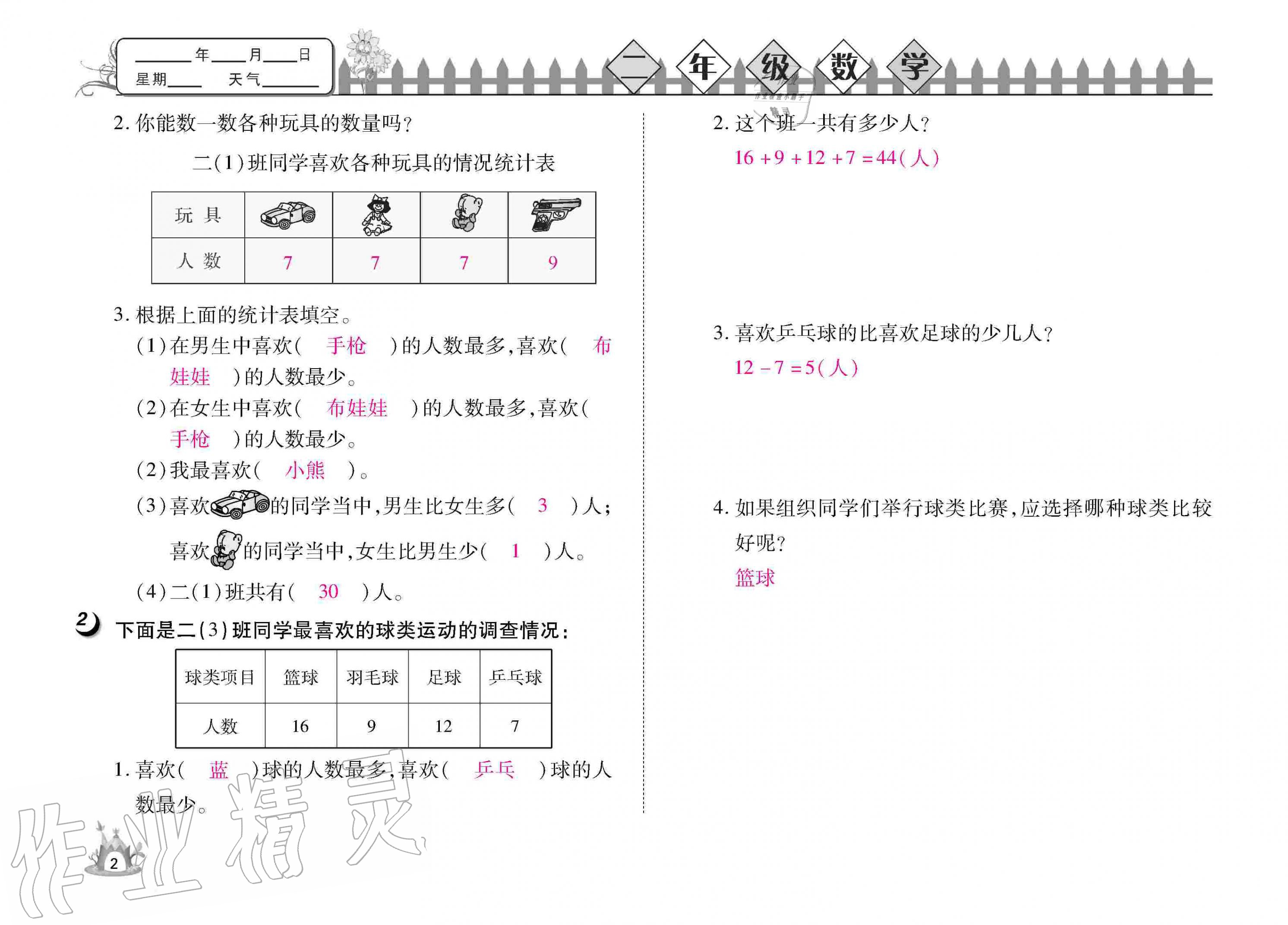 2020年Happy暑假作業(yè)快樂(lè)暑假二年級(jí)數(shù)學(xué)武漢大學(xué)出版社 參考答案第4頁(yè)