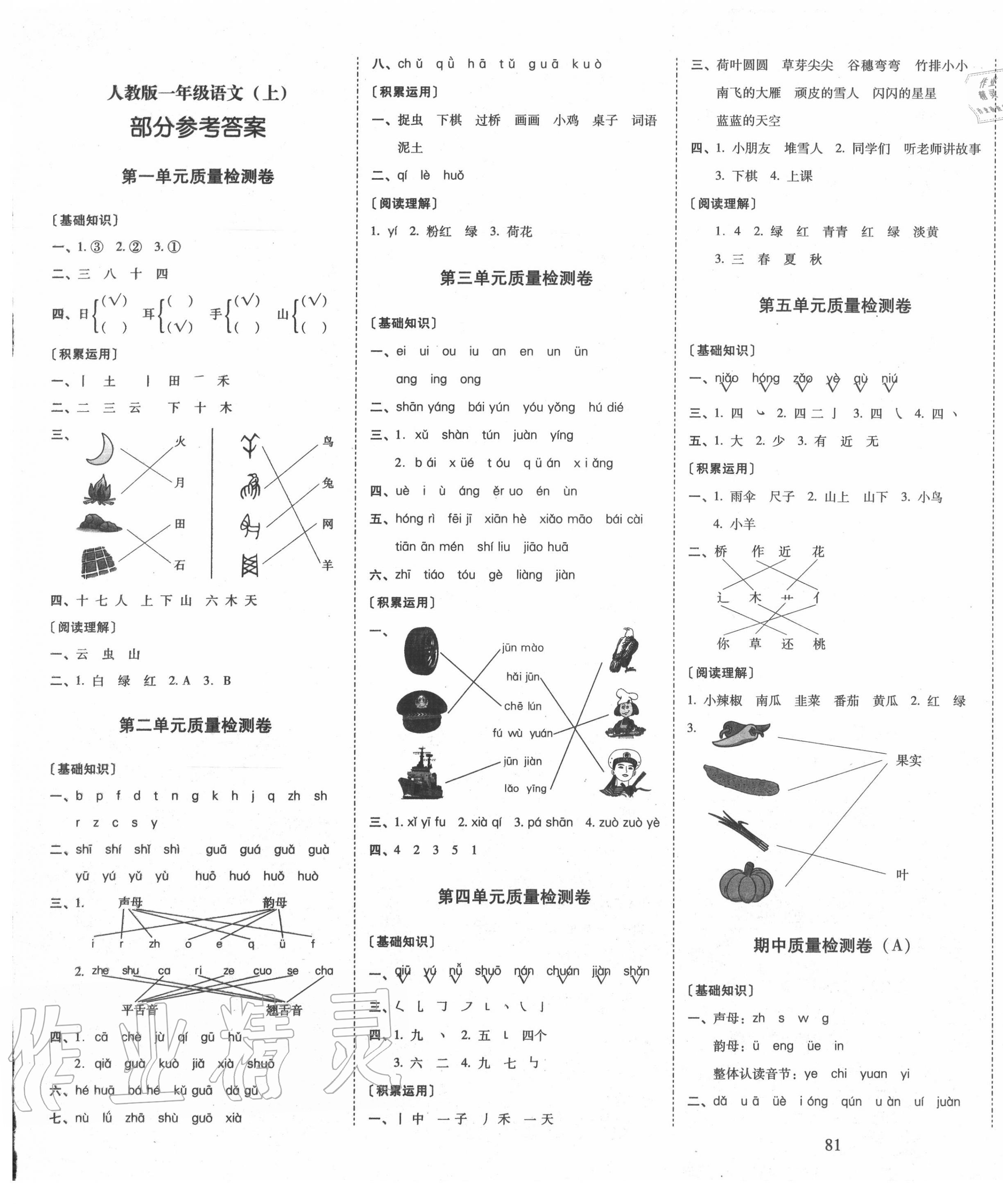 2020年云南師大附小一線名師核心試卷一年級(jí)語(yǔ)文上冊(cè)人教版 第1頁(yè)