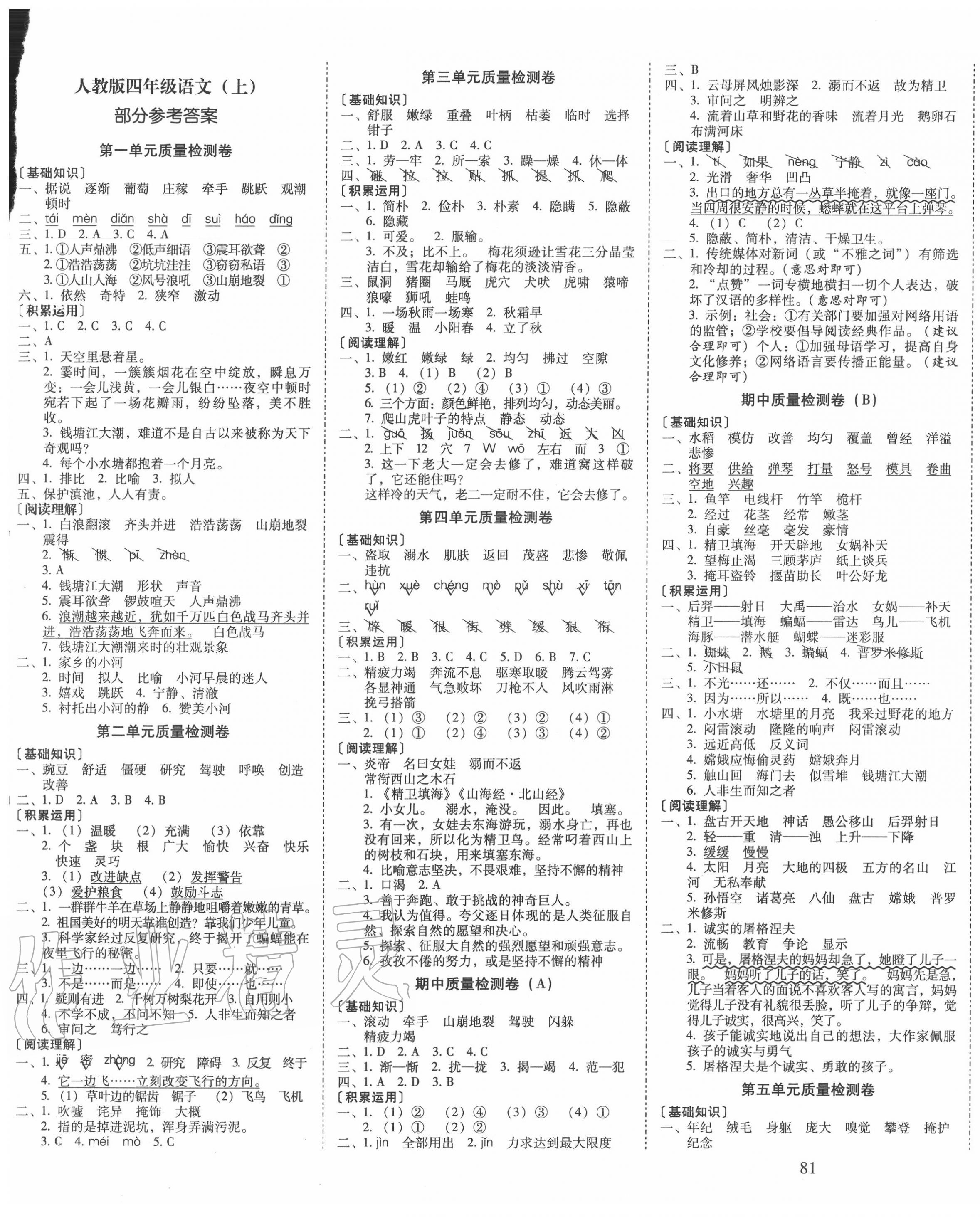 2020年云南師大附小一線名師核心試卷四年級(jí)語文上冊(cè)人教版 第1頁