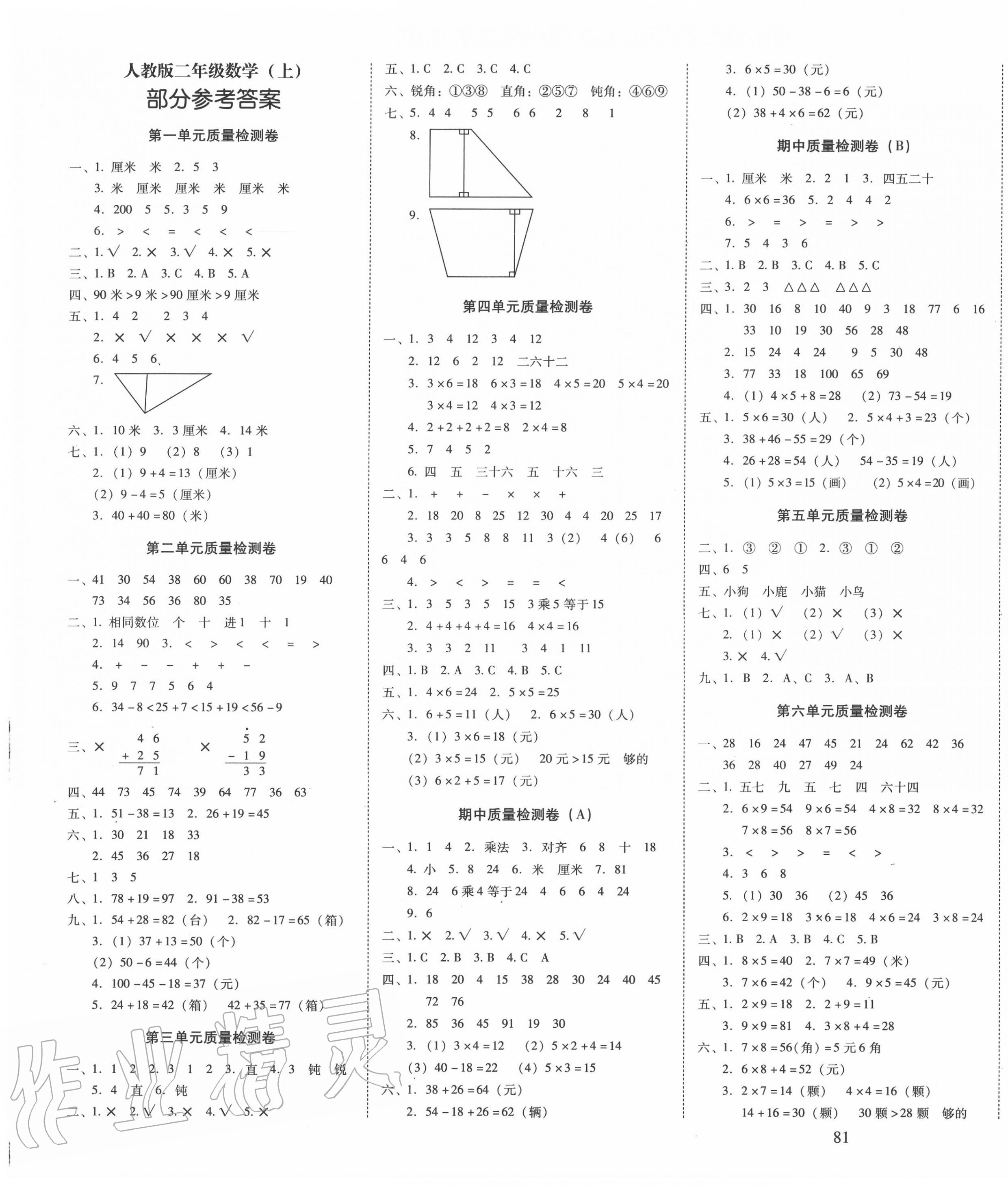 2020年云南师大附小一线名师核心试卷二年级数学上册人教版 第1页