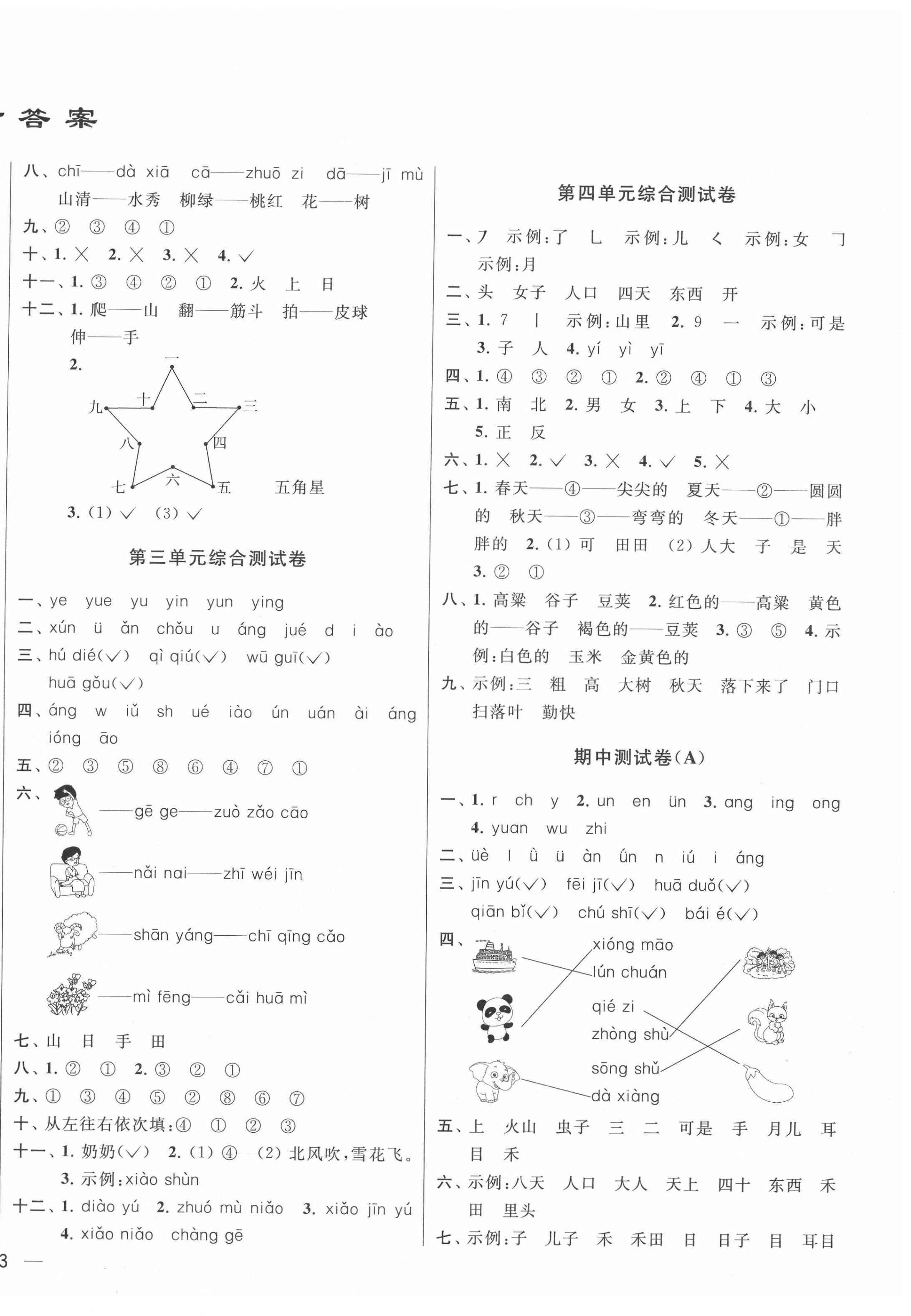 2020年同步跟蹤全程檢測一年級語文上冊人教版 第2頁