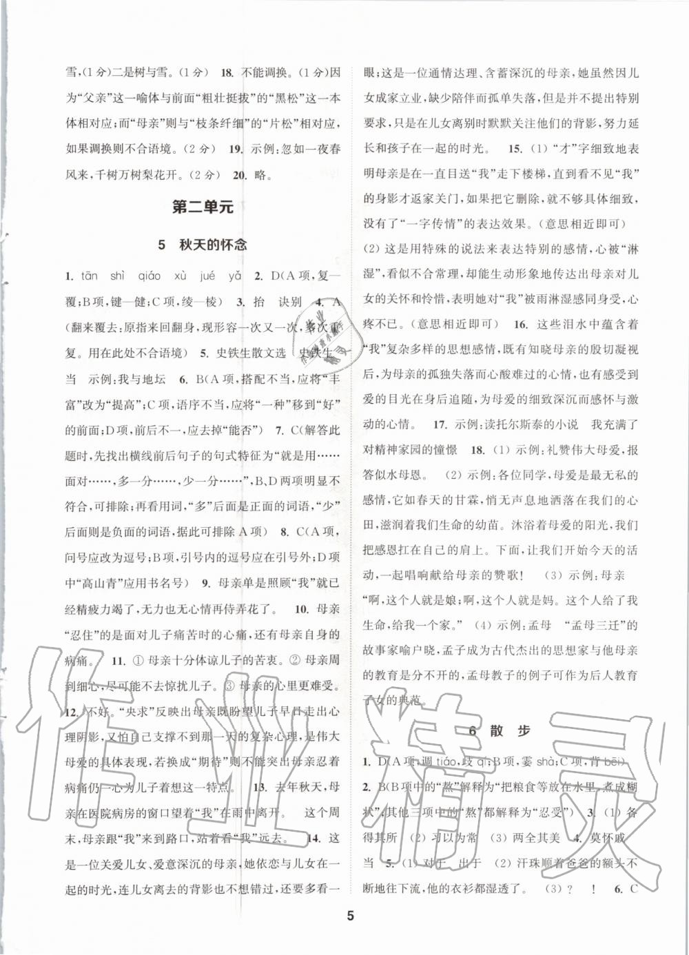 2020年拔尖特訓(xùn)七年級數(shù)學(xué)上冊人教版 參考答案第5頁