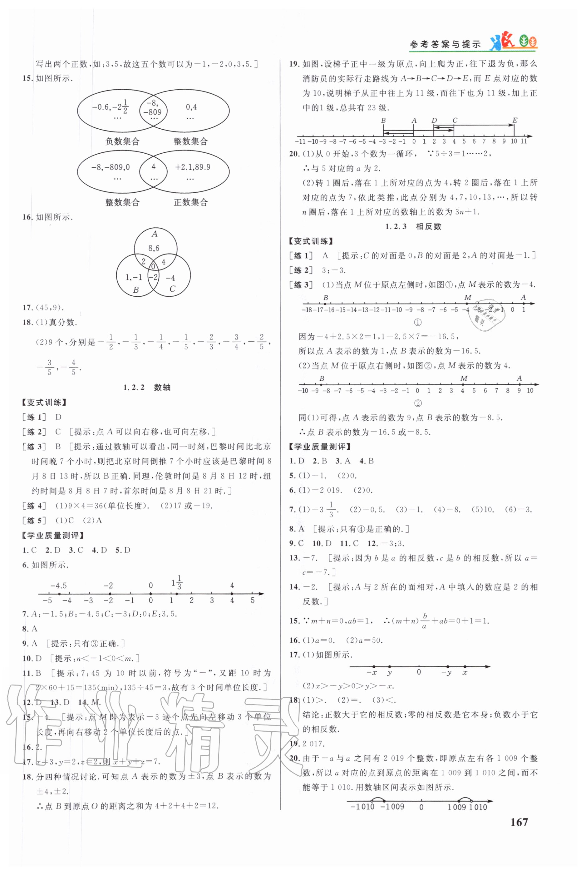 2020年重难点手册七年级数学上册人教版 参考答案第2页