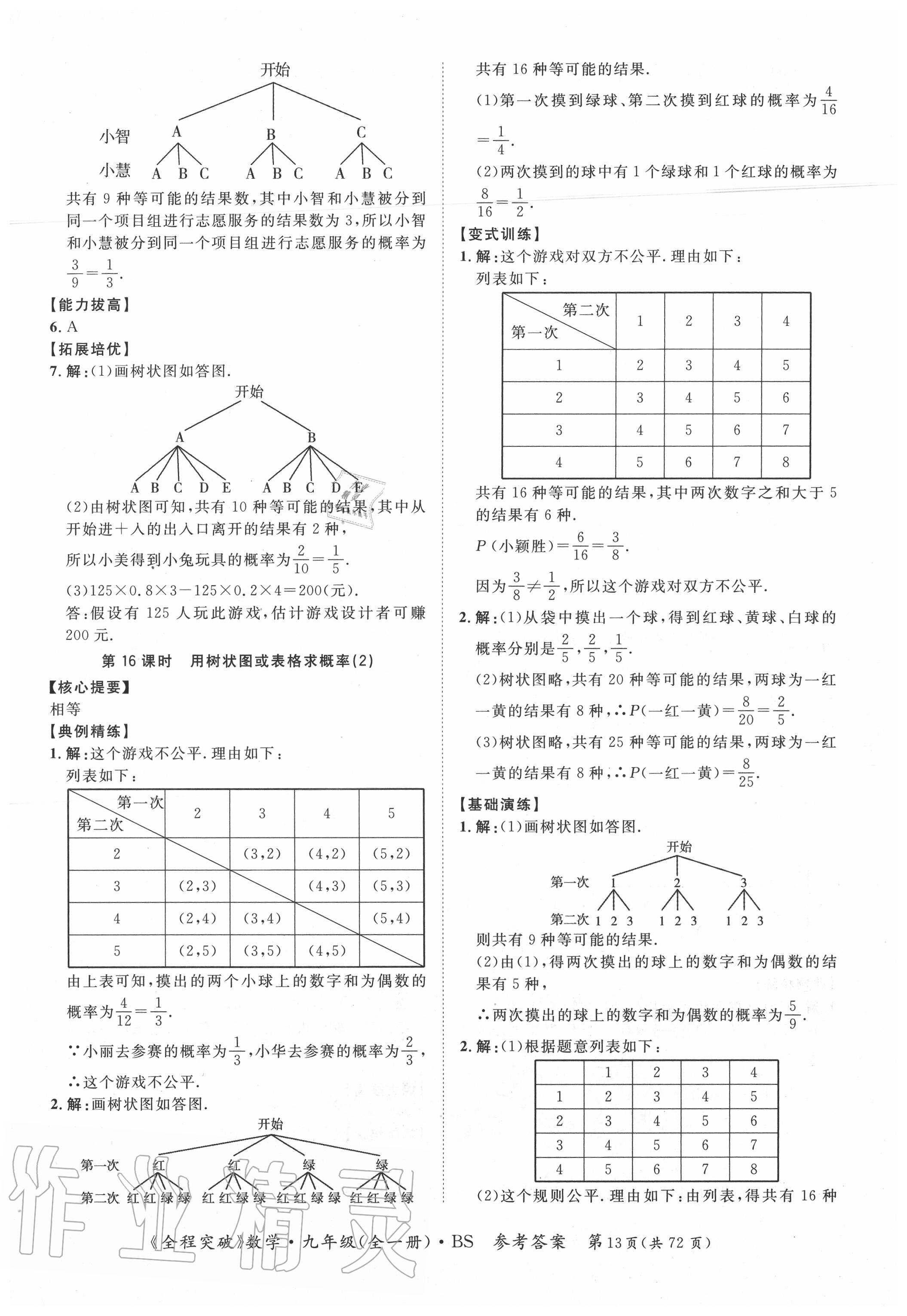 2020年全程突破九年级数学全一册北师大版 第13页