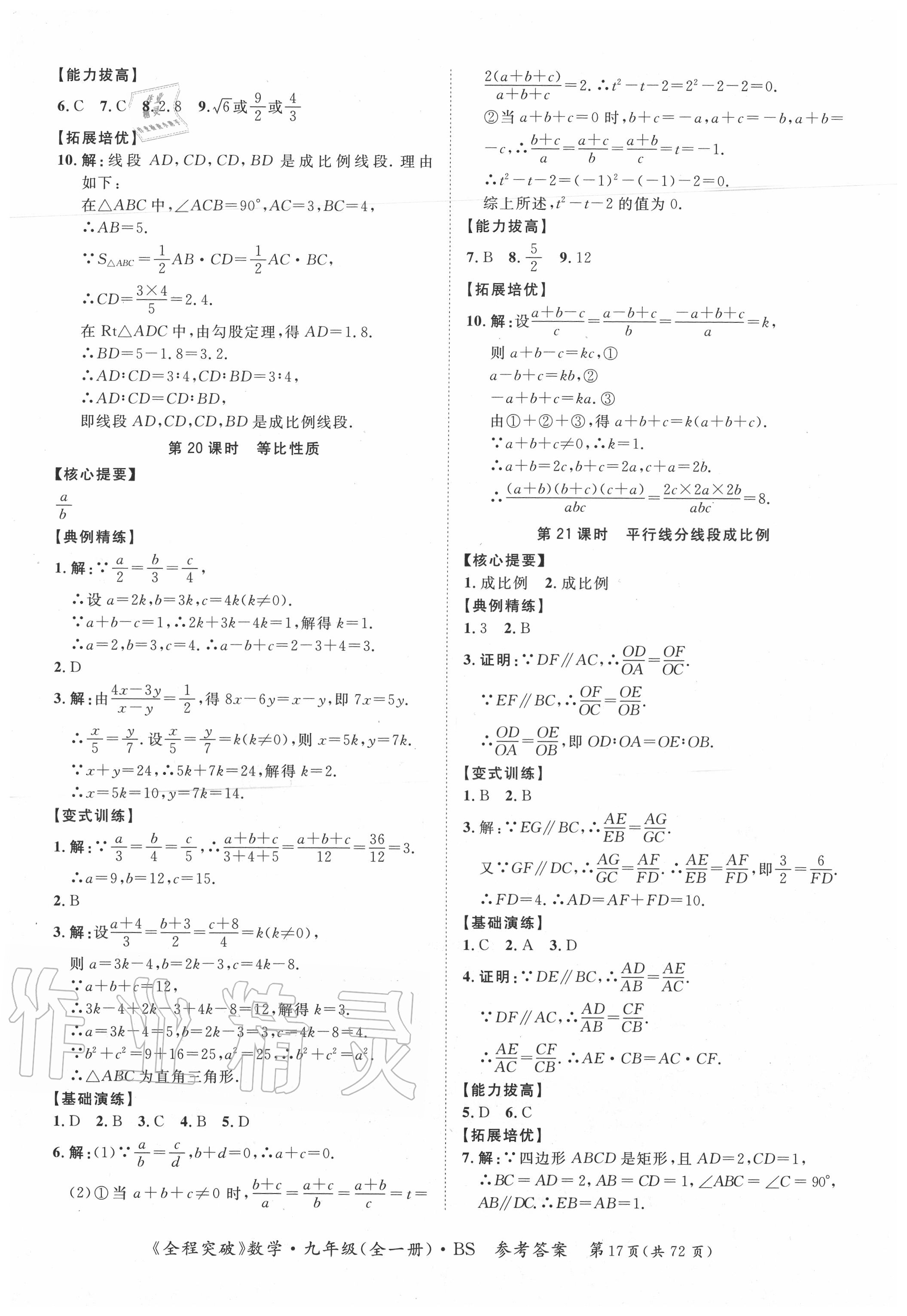 2020年全程突破九年級(jí)數(shù)學(xué)全一冊(cè)北師大版 第17頁