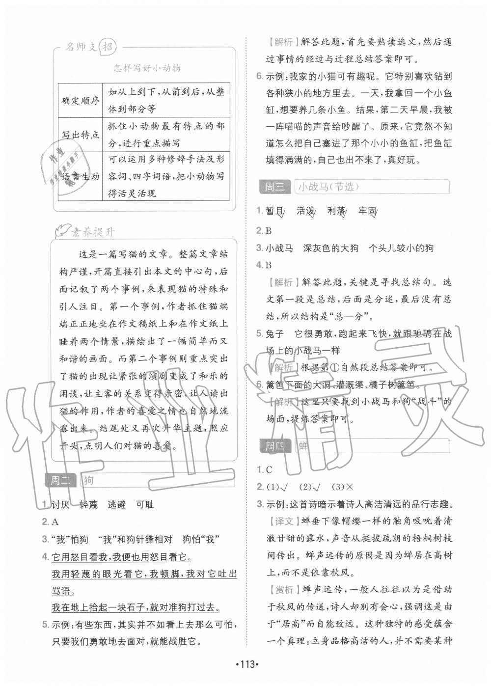 2020年學霸訓練小學語文閱讀與寫作四年級四川民族出版社 第7頁