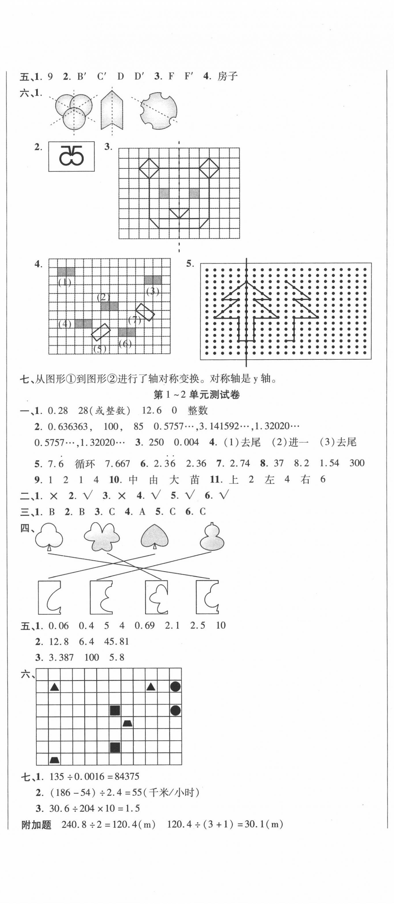 2020年名師練考卷五年級(jí)數(shù)學(xué)上冊(cè)北師大版 參考答案第2頁