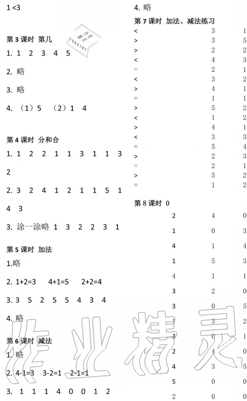 2020年小學(xué)數(shù)學(xué)口算速算心算一年級(jí)上冊(cè)人教版 參考答案第2頁(yè)