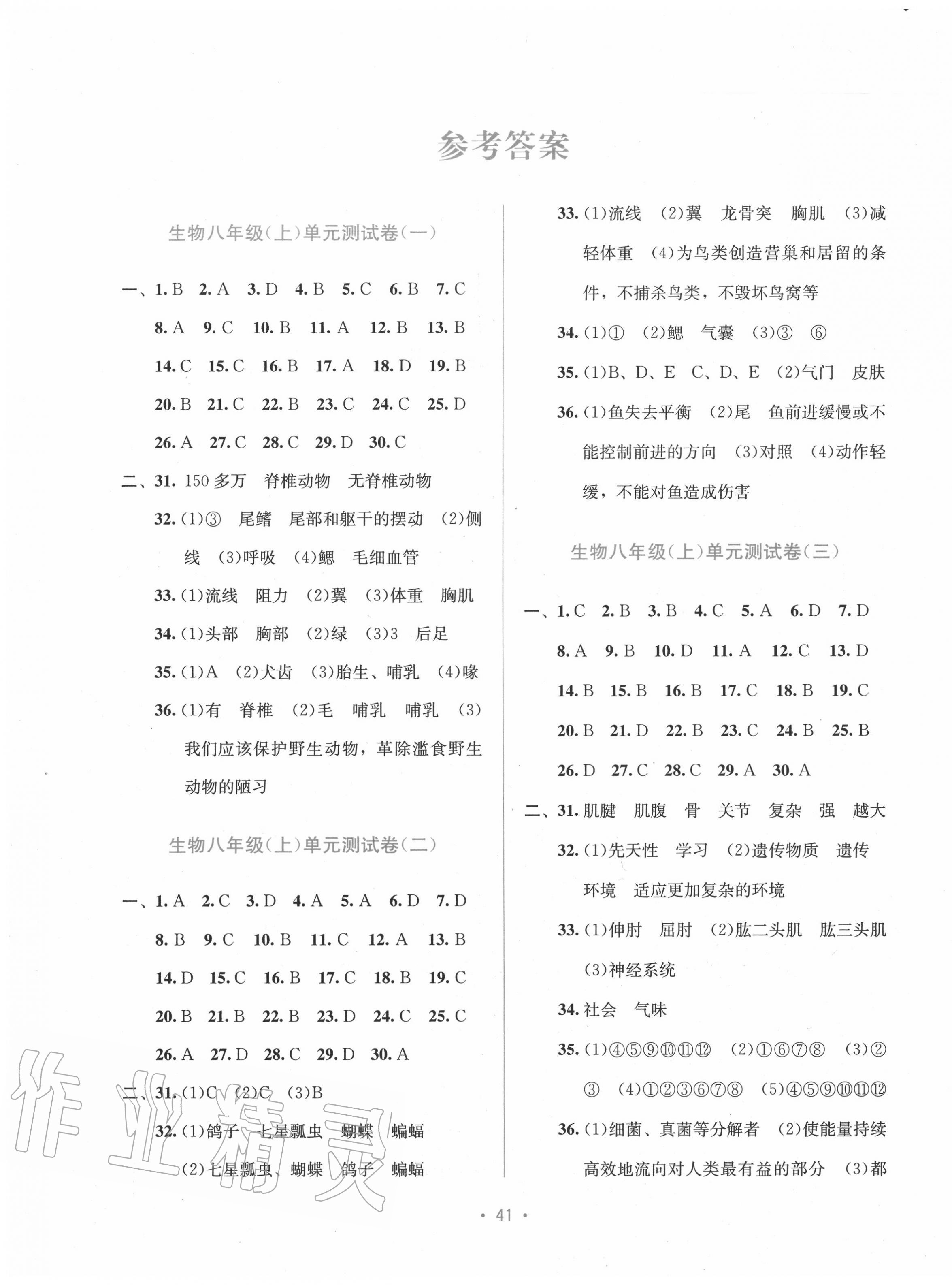 2020年全程檢測(cè)單元測(cè)試卷八年級(jí)生物上冊(cè)人教版A 第1頁(yè)