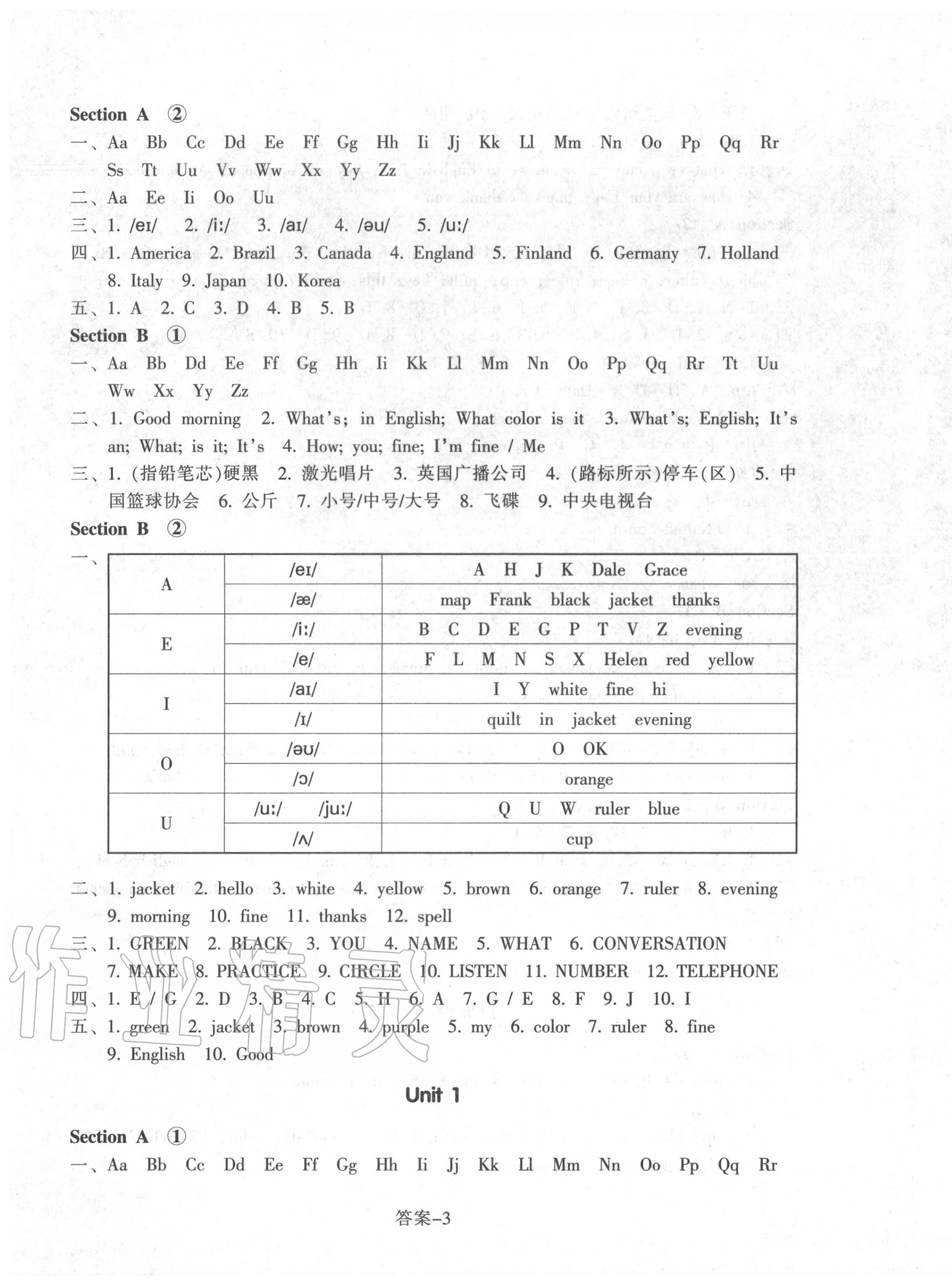 2020年每課一練七年級英語上冊人教版浙江少年兒童出版社 第3頁