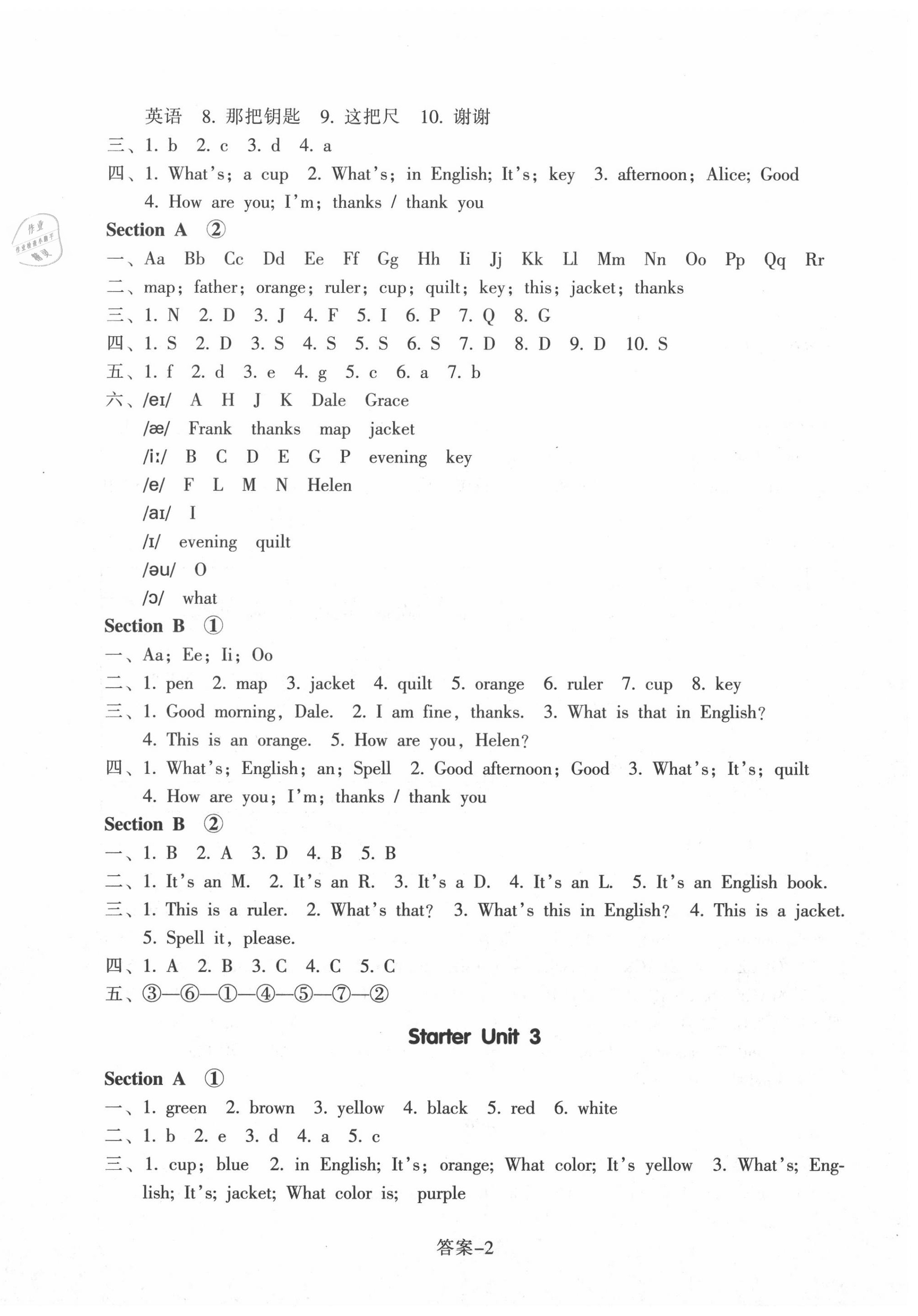 2020年每課一練七年級(jí)英語(yǔ)上冊(cè)人教版浙江少年兒童出版社 第2頁(yè)