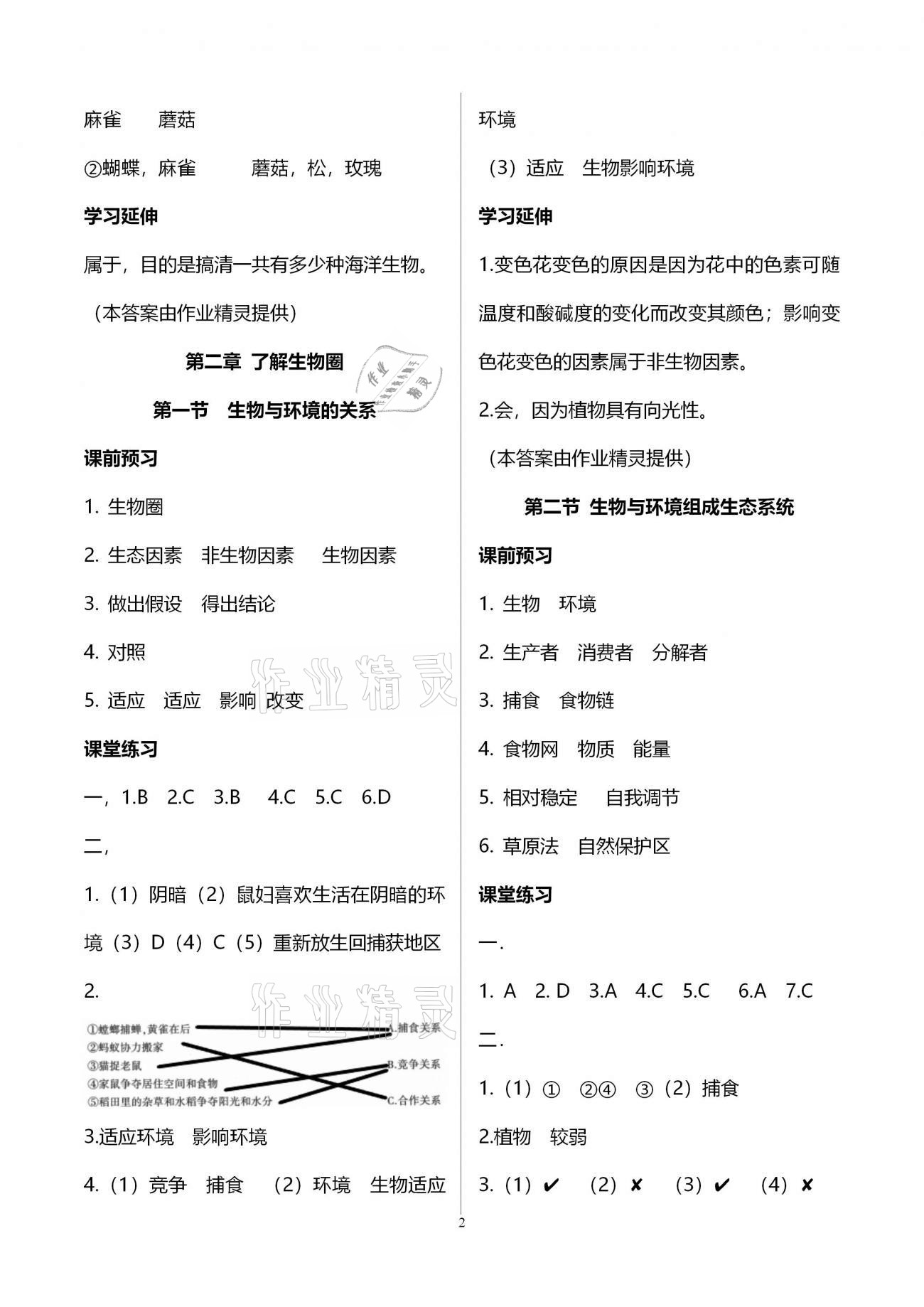 2020年基礎訓練七年級生物學上冊人教版大象出版社 第2頁