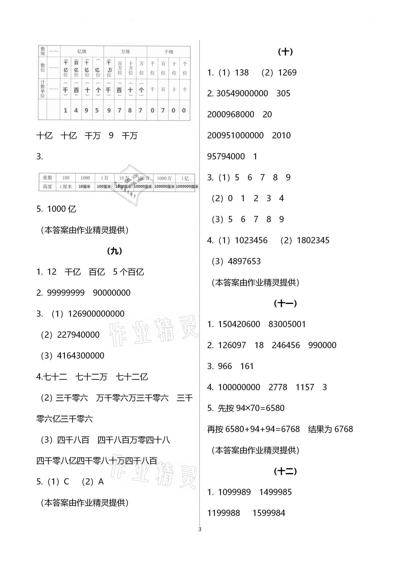 2020年數(shù)學(xué)作業(yè)本四年級上冊人教版浙江教育出版社 第3頁