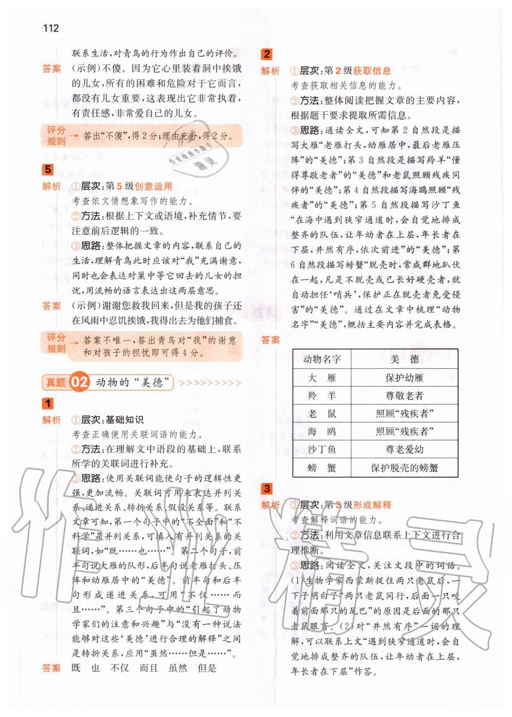 2020年一本閱讀能力訓(xùn)練100分五年級(jí)語(yǔ)文人教版A版 參考答案第6頁(yè)