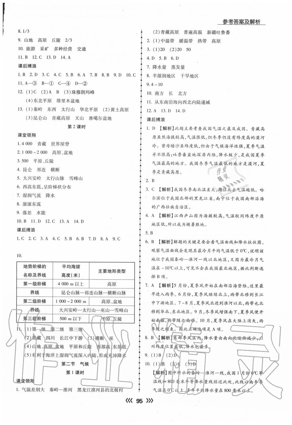 2020年學(xué)升同步練測八年級地理上冊人教版 參考答案第4頁