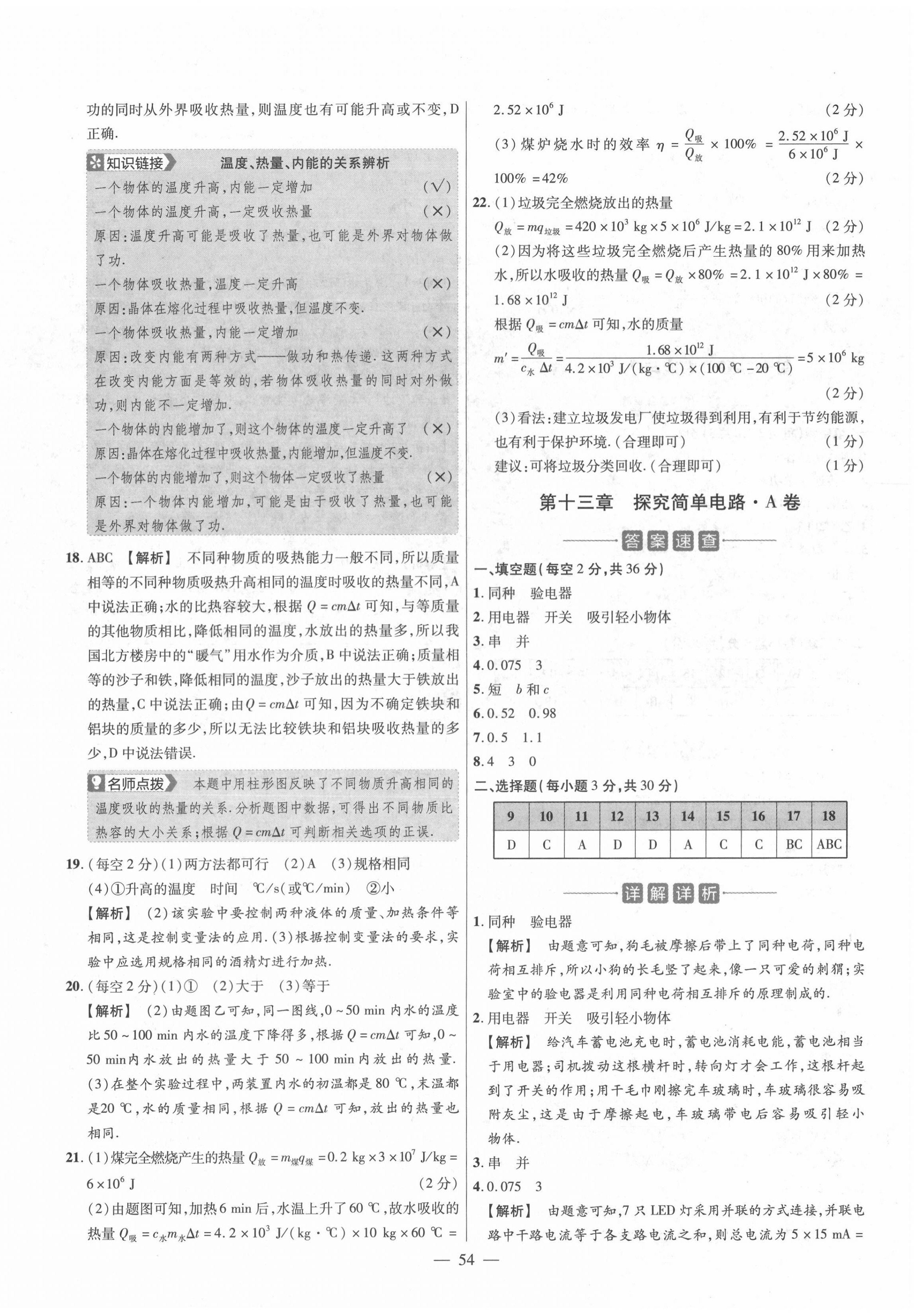 2020年金考卷活頁題選九年級物理全一冊滬粵版 參考答案第8頁