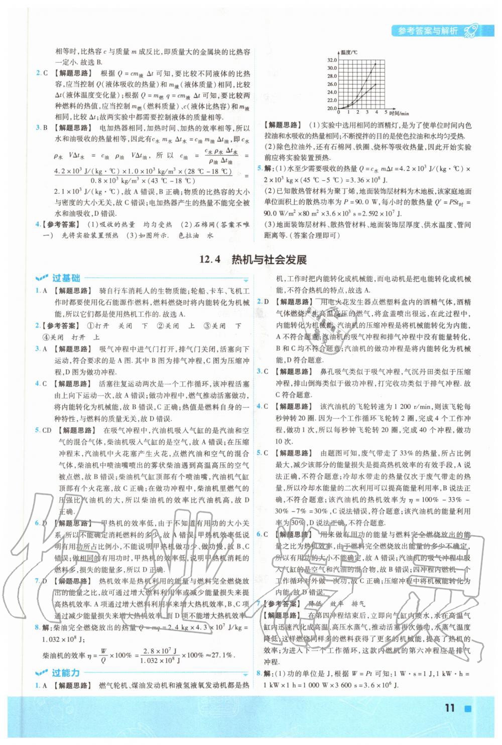 2020年一遍過(guò)初中級(jí)物理九年級(jí)全一冊(cè)滬粵版 參考答案第11頁(yè)