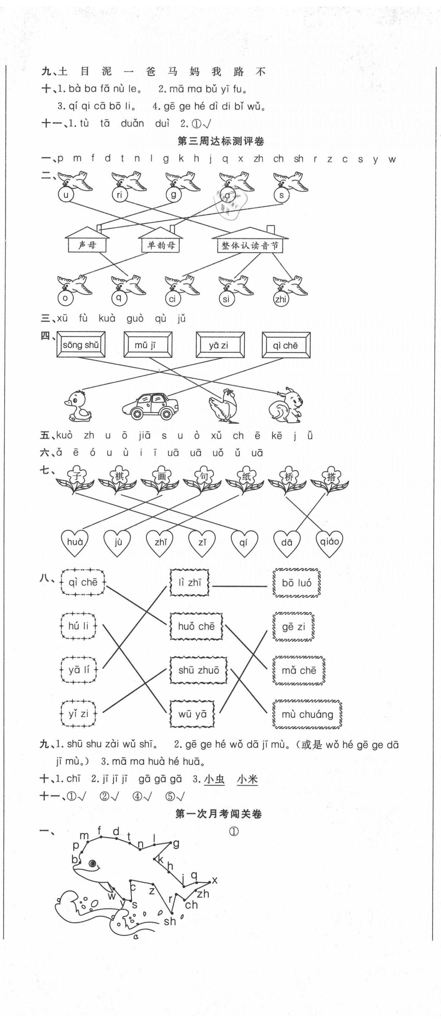 2020年狀元大考卷一年級語文上冊人教版 參考答案第2頁