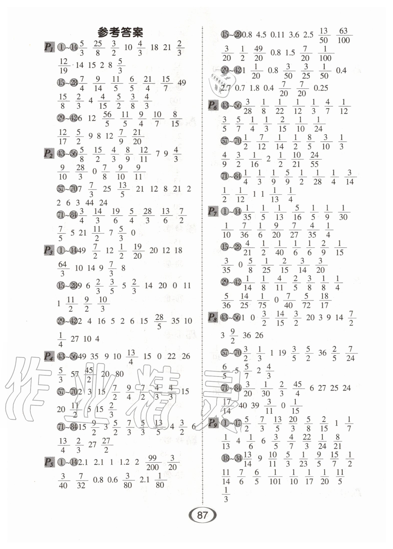 2020年每天100道口算題卡六年級(jí)數(shù)學(xué)上冊(cè)人教版河北少年兒童出版社 第1頁(yè)