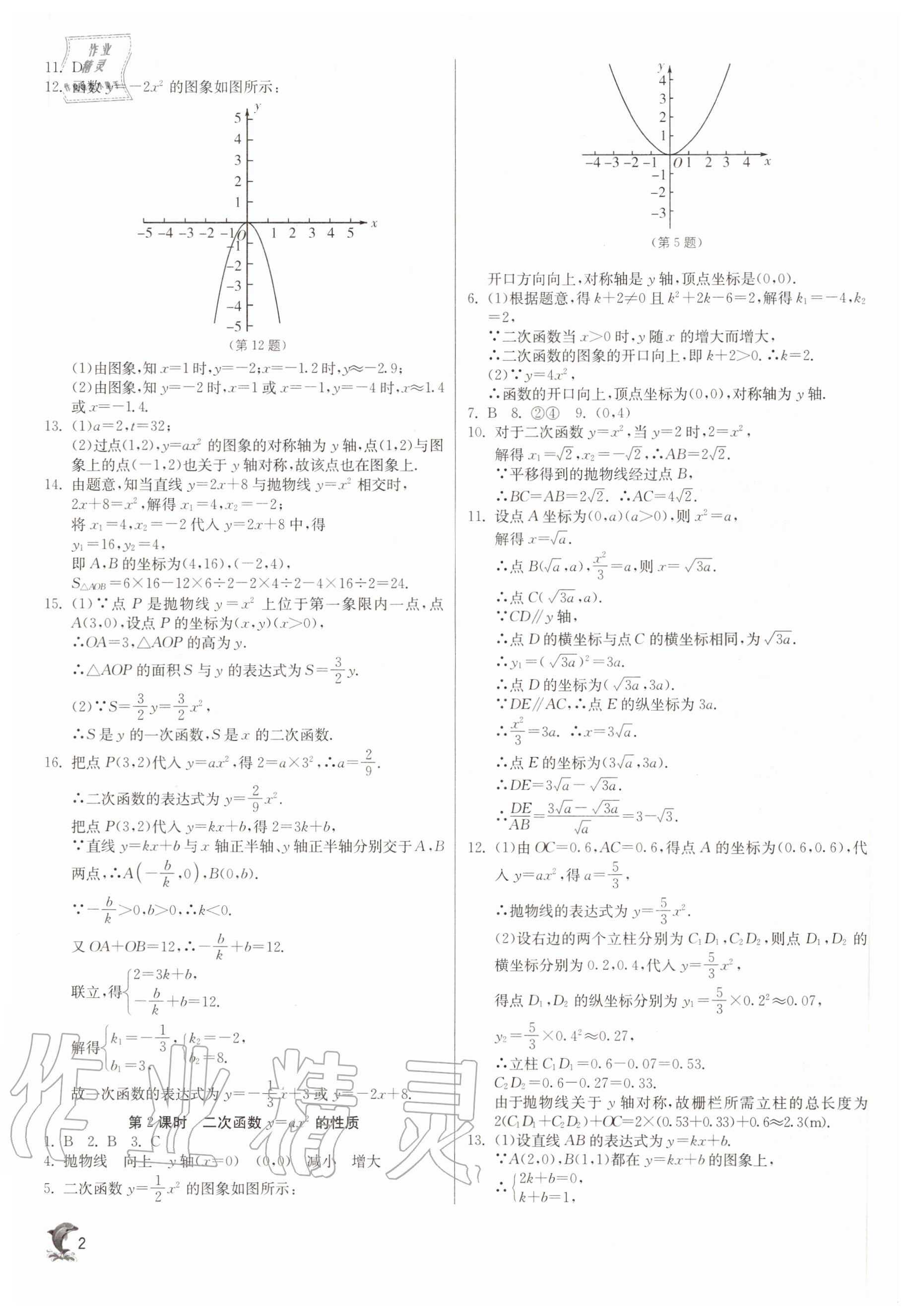 2020年实验班提优训练九年级数学上册沪科版 参考答案第2页