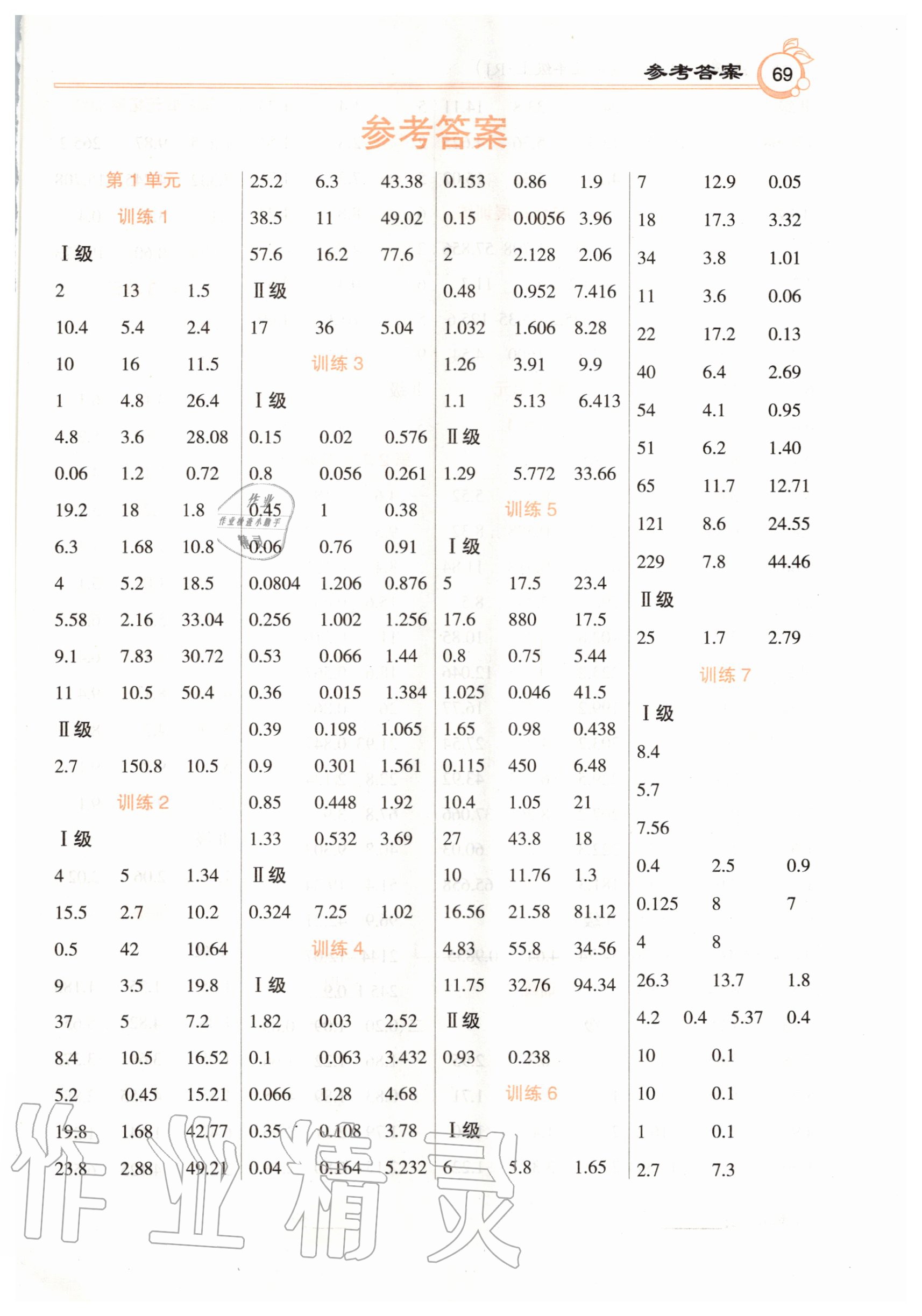 2020年A级口算五年级上册人教版 第1页