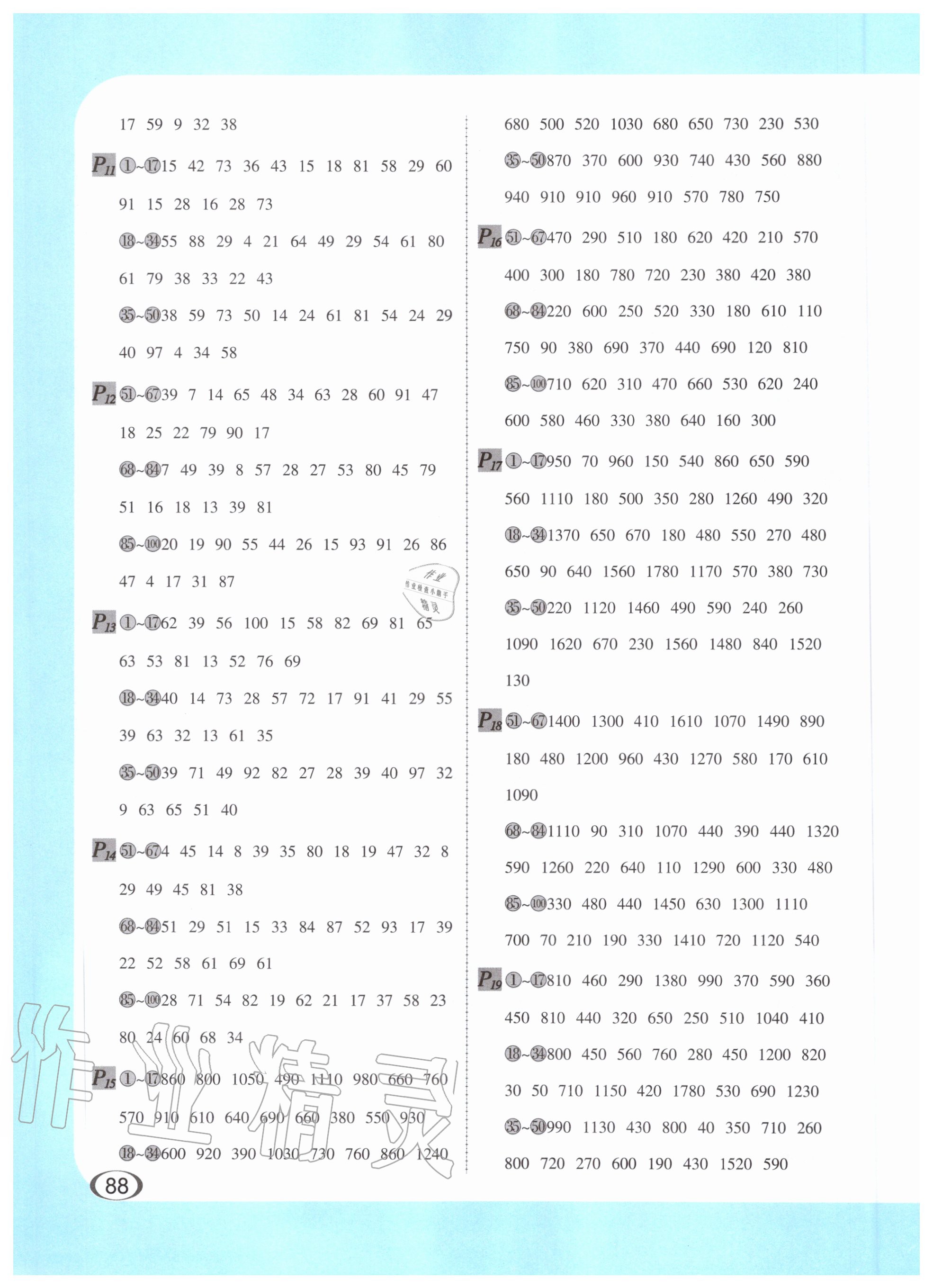 2020年全橫式每天100道口算題卡三年級上冊人教版 第2頁