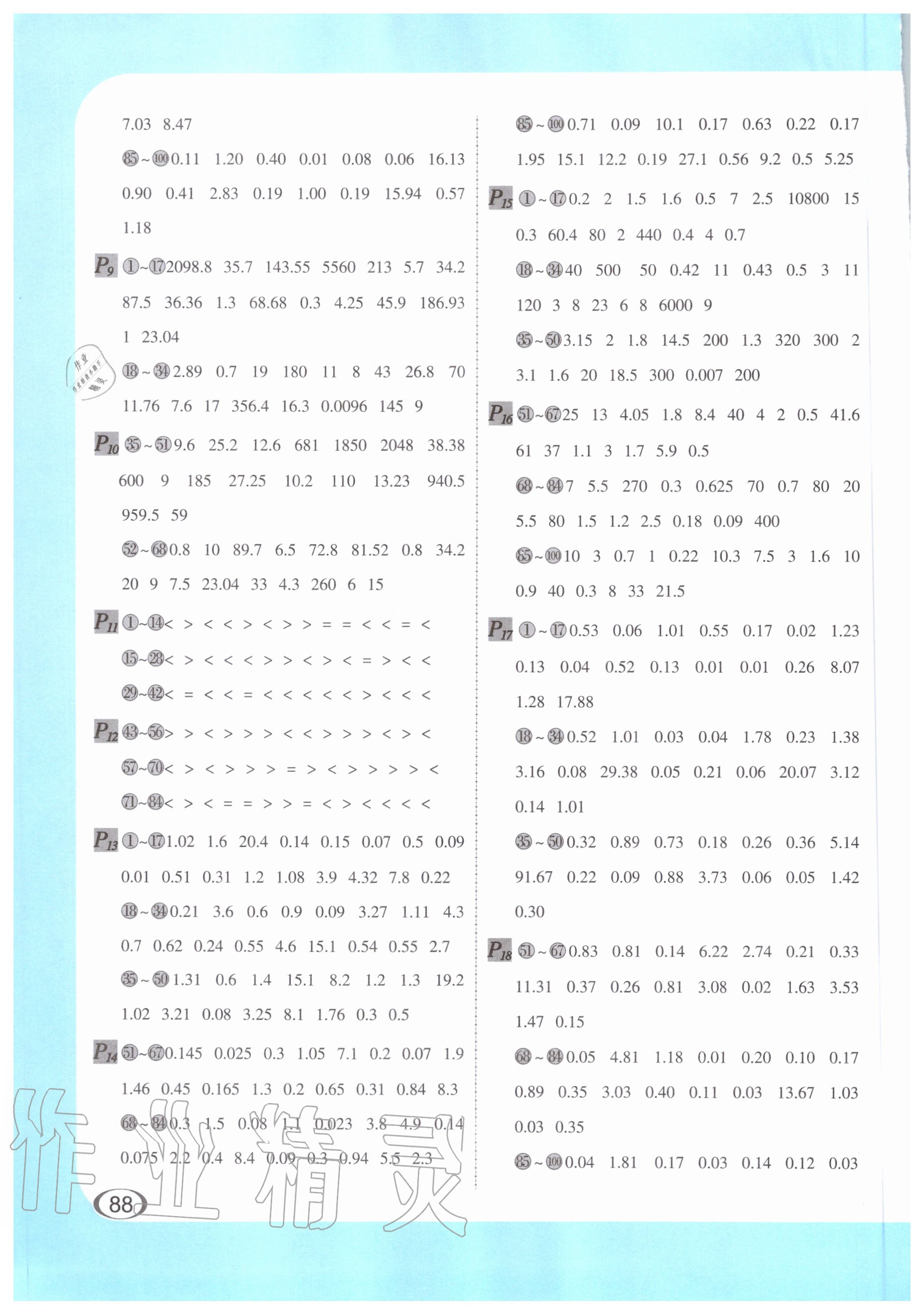 2020年全橫式每天100道口算題卡五年級上冊人教版 第2頁