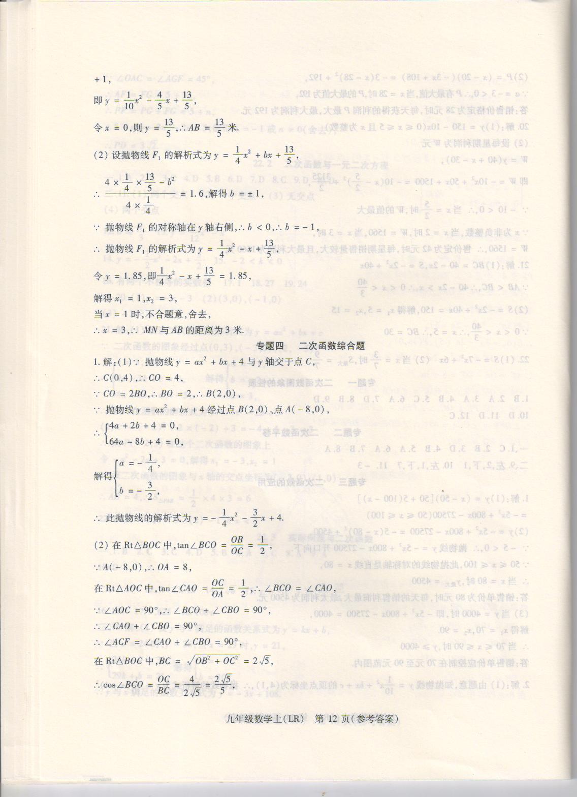 2020年精析巧练九年级数学上册人教版 参考答案第12页