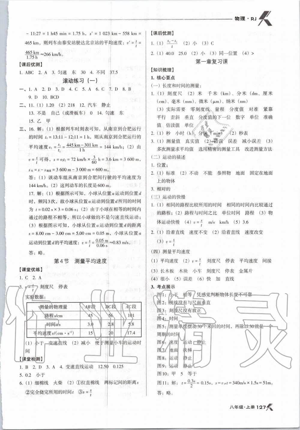 2020年全優(yōu)點練課計劃八年級物理上冊人教版 參考答案第2頁