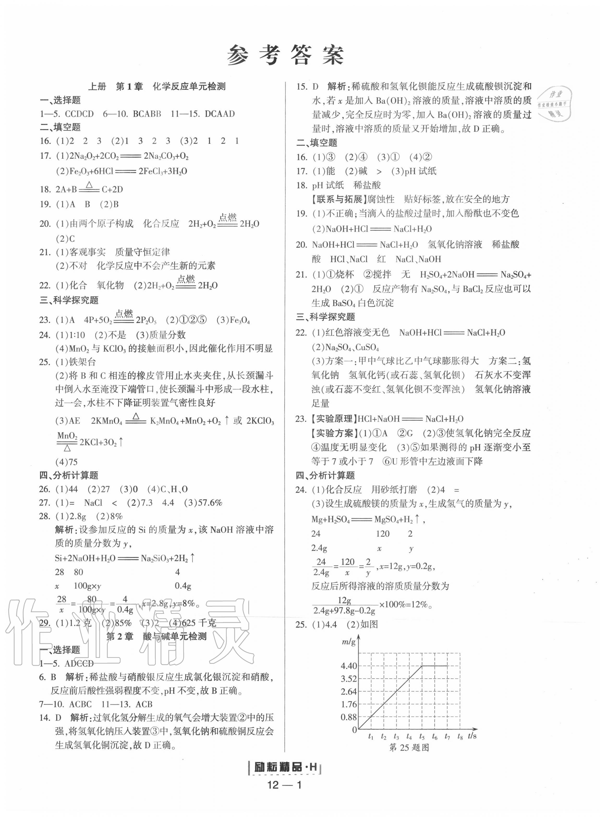 2020年励耘活页九年级科学全一册华师大版 第1页