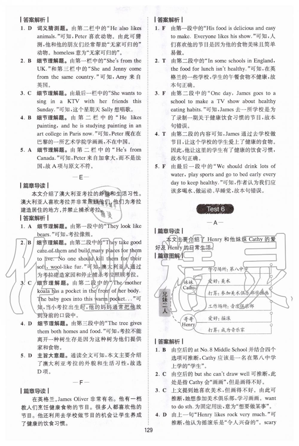 2020年巔峰訓(xùn)練完形填空與閱讀理解七年級 參考答案第9頁