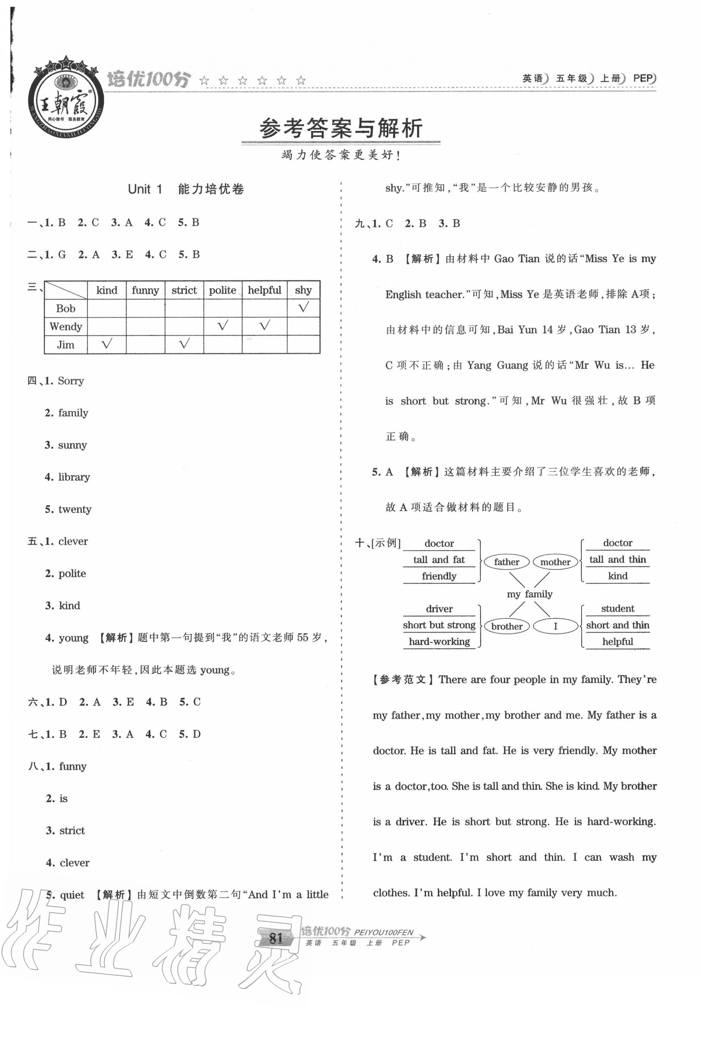 2020年王朝霞培优100分五年级英语上册人教PEP版 第1页