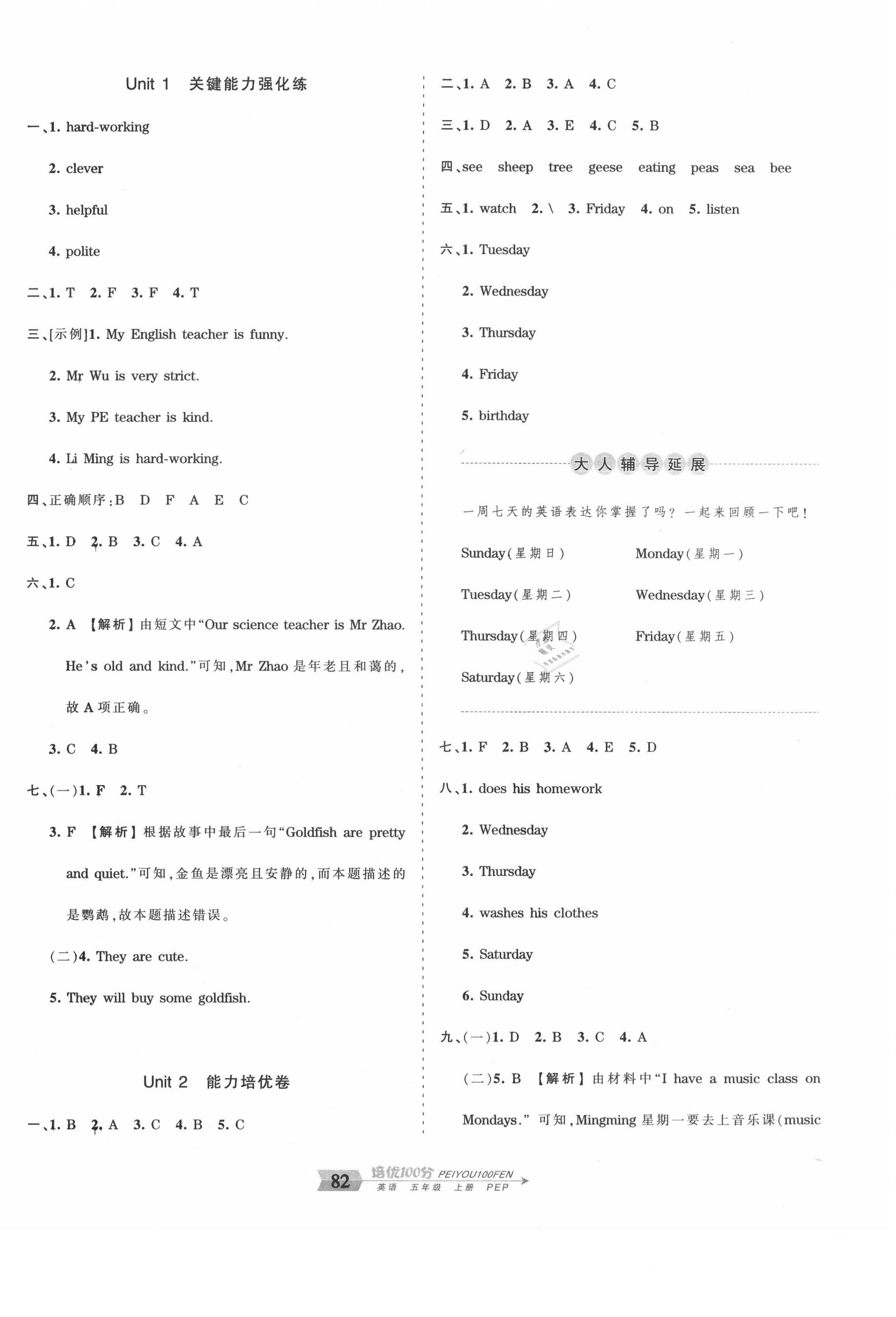 2020年王朝霞培优100分五年级英语上册人教PEP版 第2页