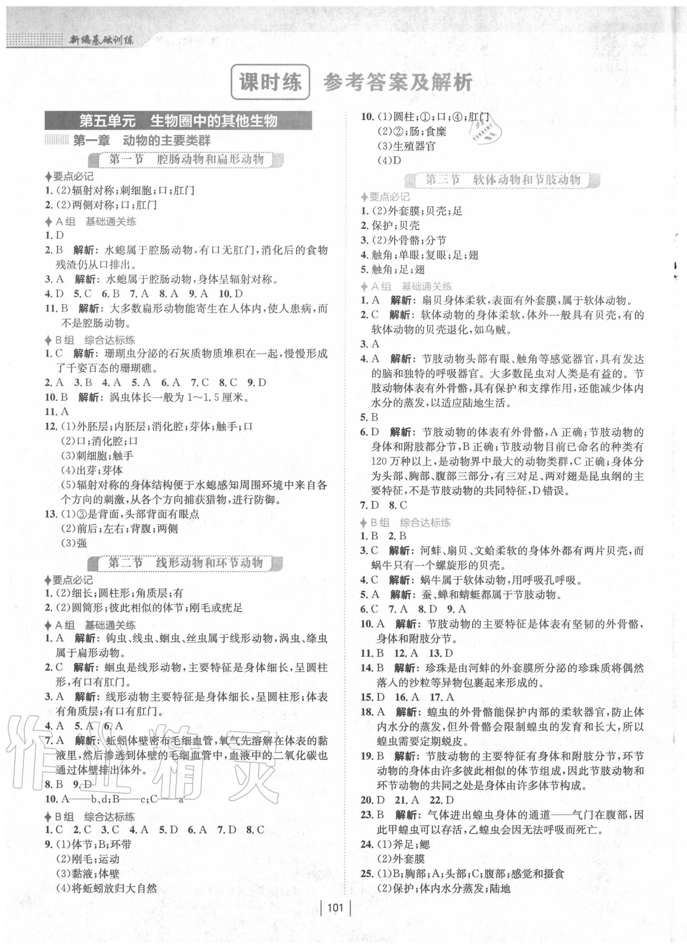 2020年新編基礎(chǔ)訓(xùn)練八年級(jí)生物上冊(cè)人教版 第1頁(yè)