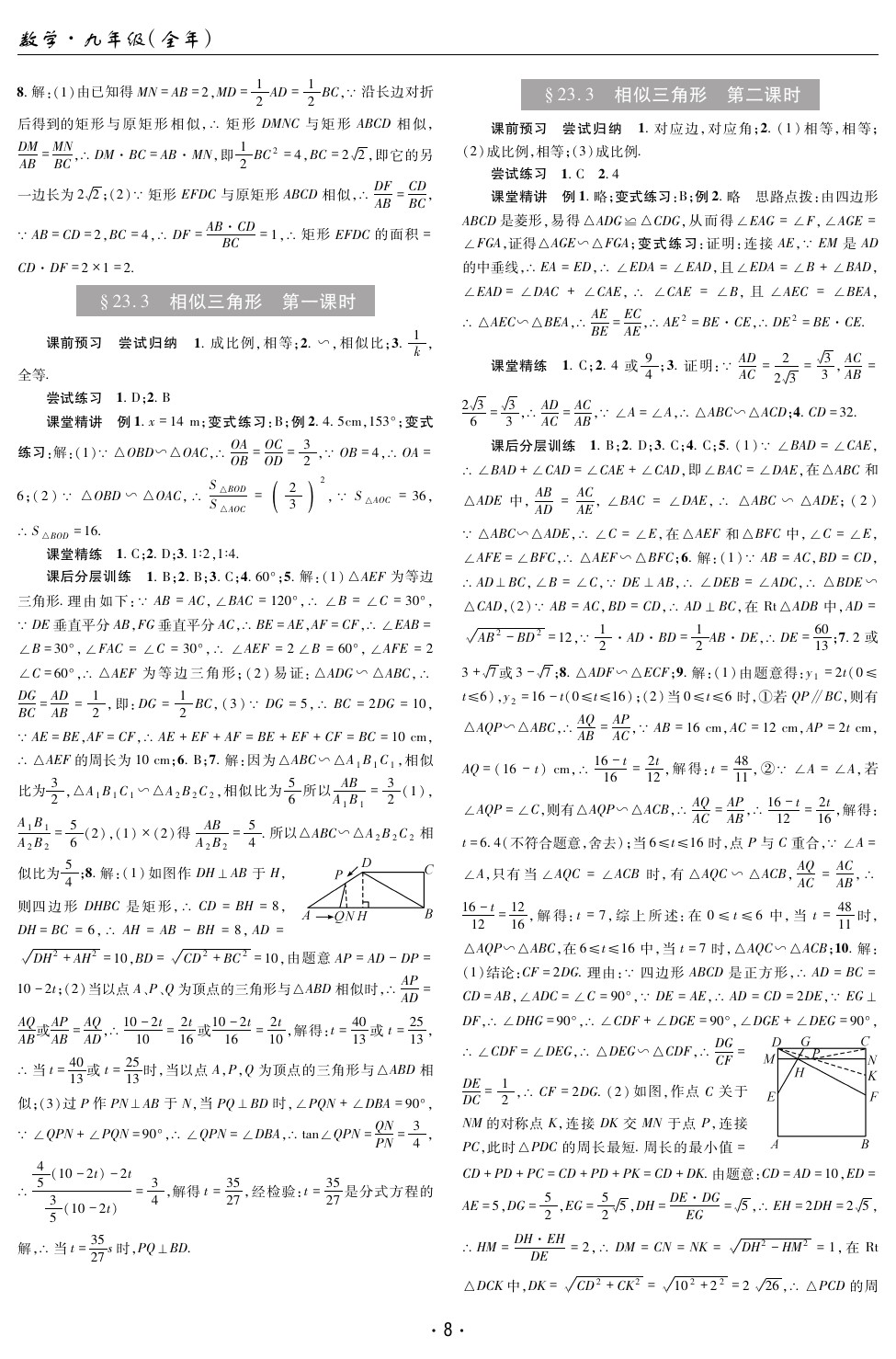 2020年理科愛好者九年級數(shù)學華師大版 參考答案第7頁