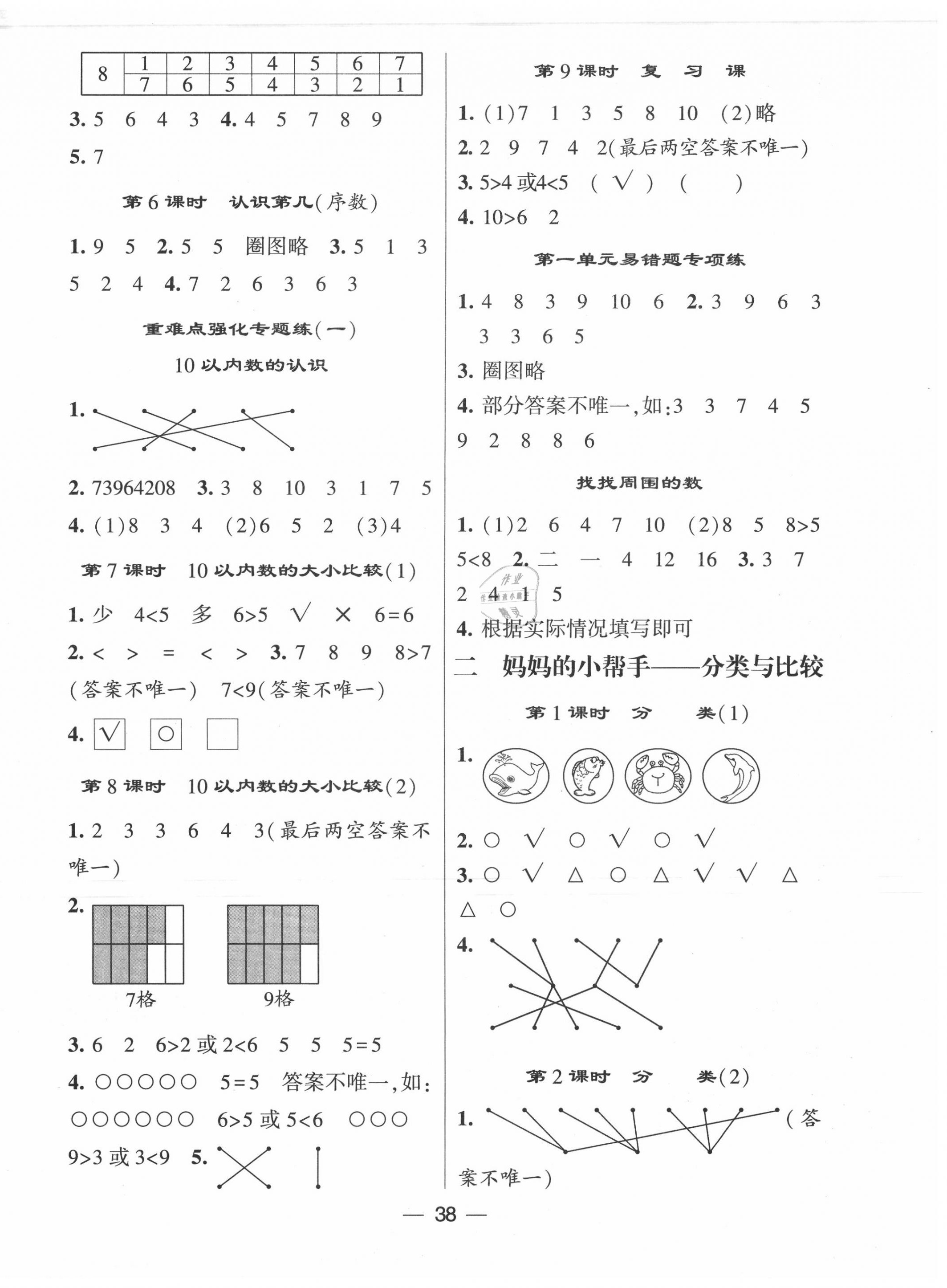 2020年經(jīng)綸學(xué)典棒棒堂一年級(jí)數(shù)學(xué)上冊(cè)青島版 第2頁